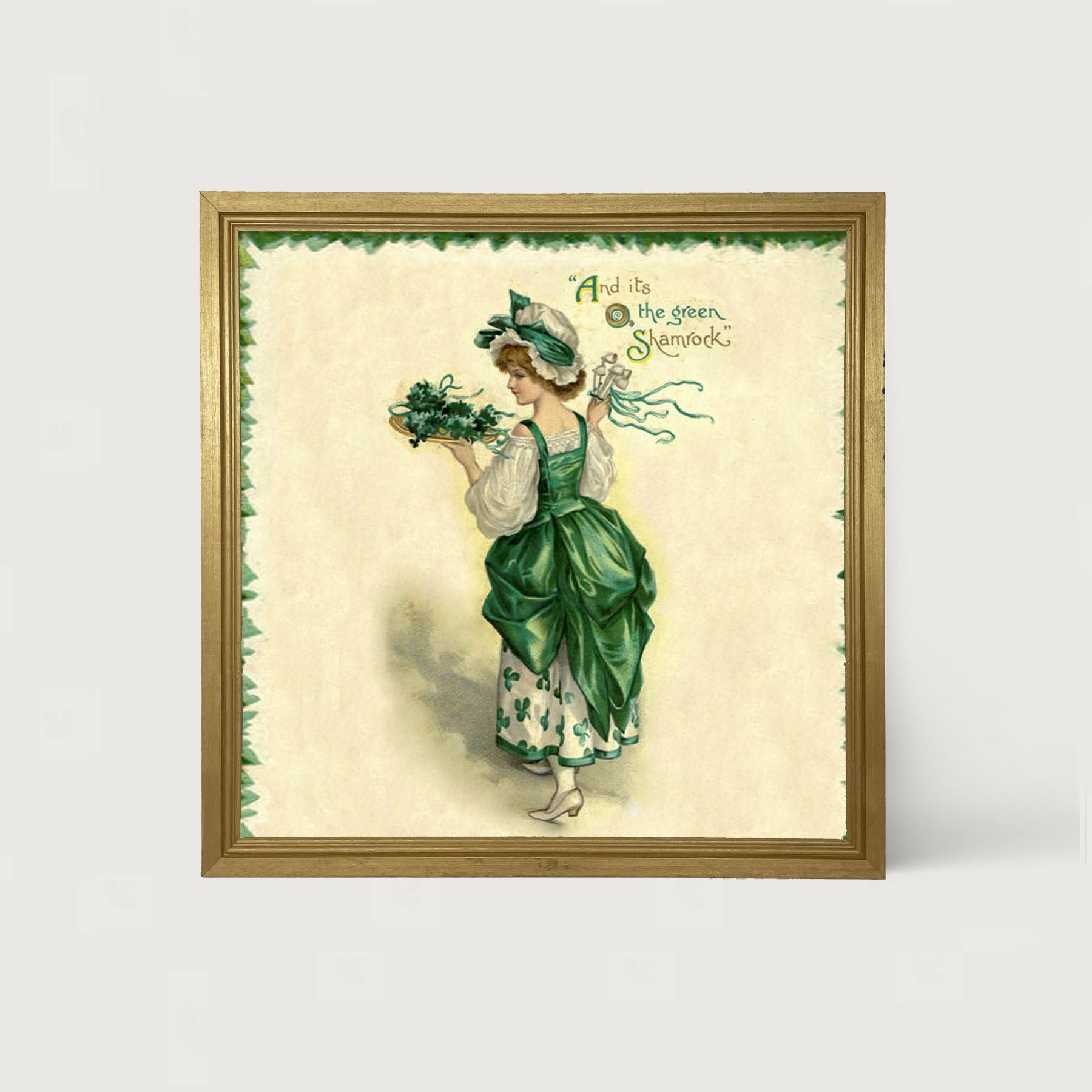 St. Patrick's Day Lady with Tray - Framed art