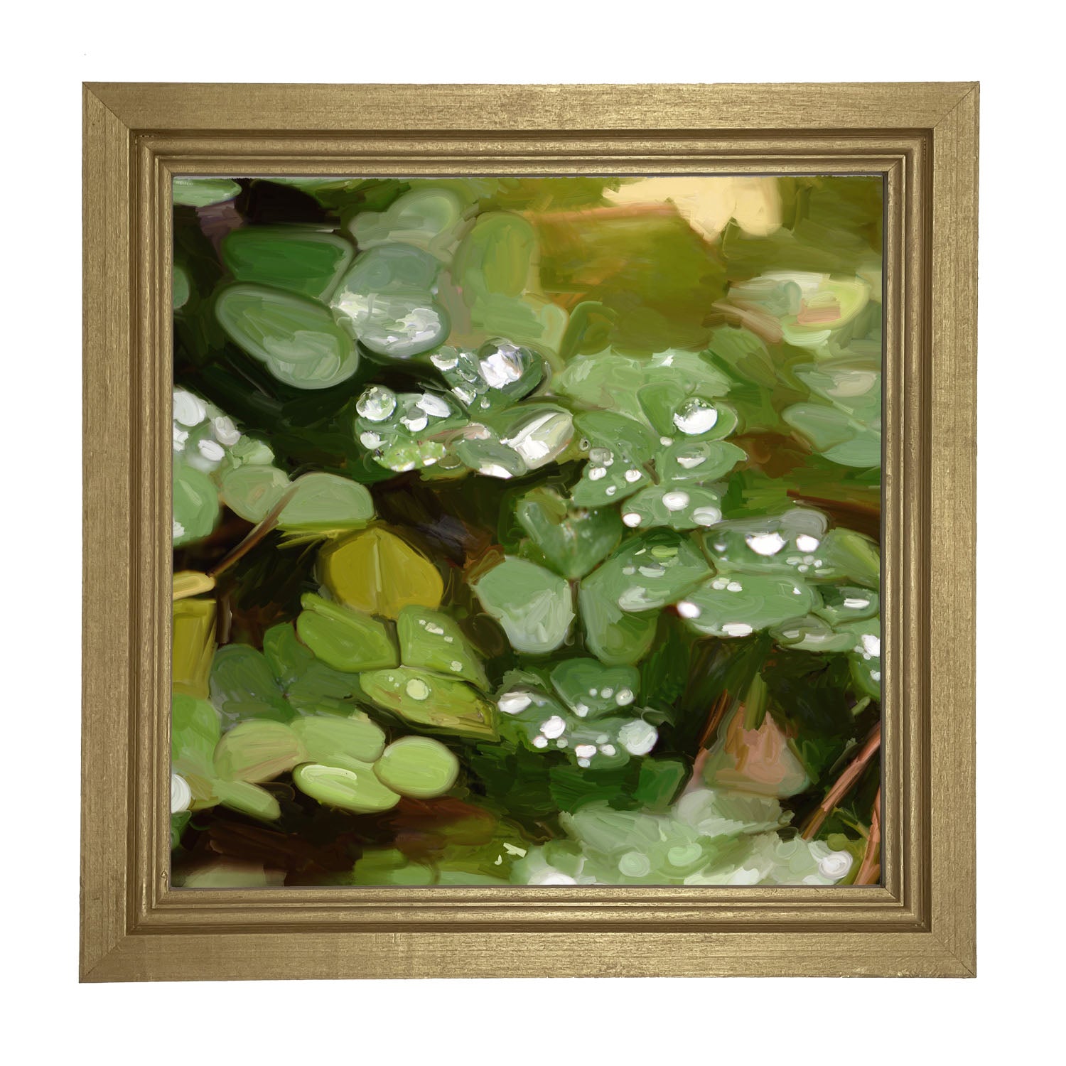 Clovers in The Spring Rain - Framed art