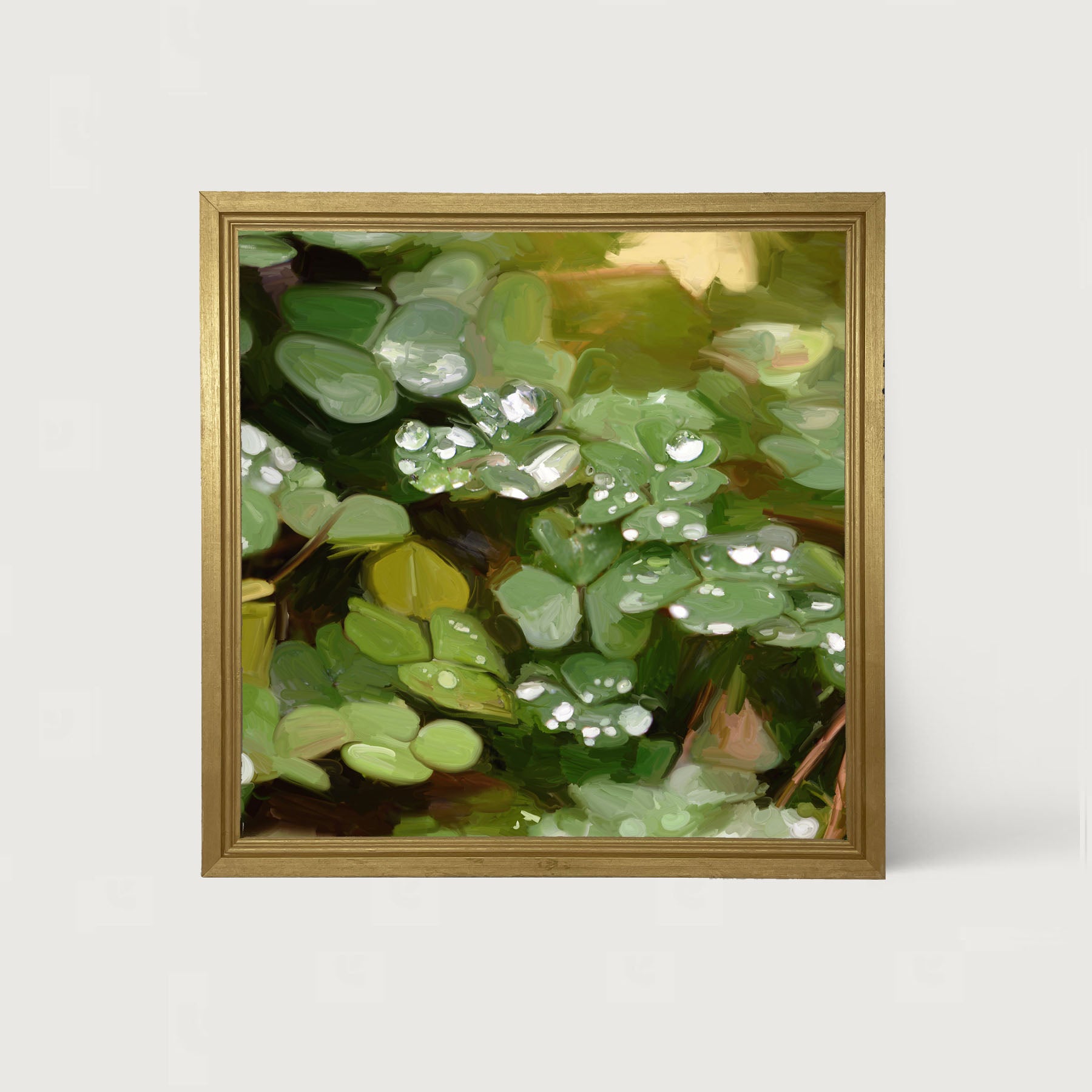 Clovers in The Spring Rain - Framed art