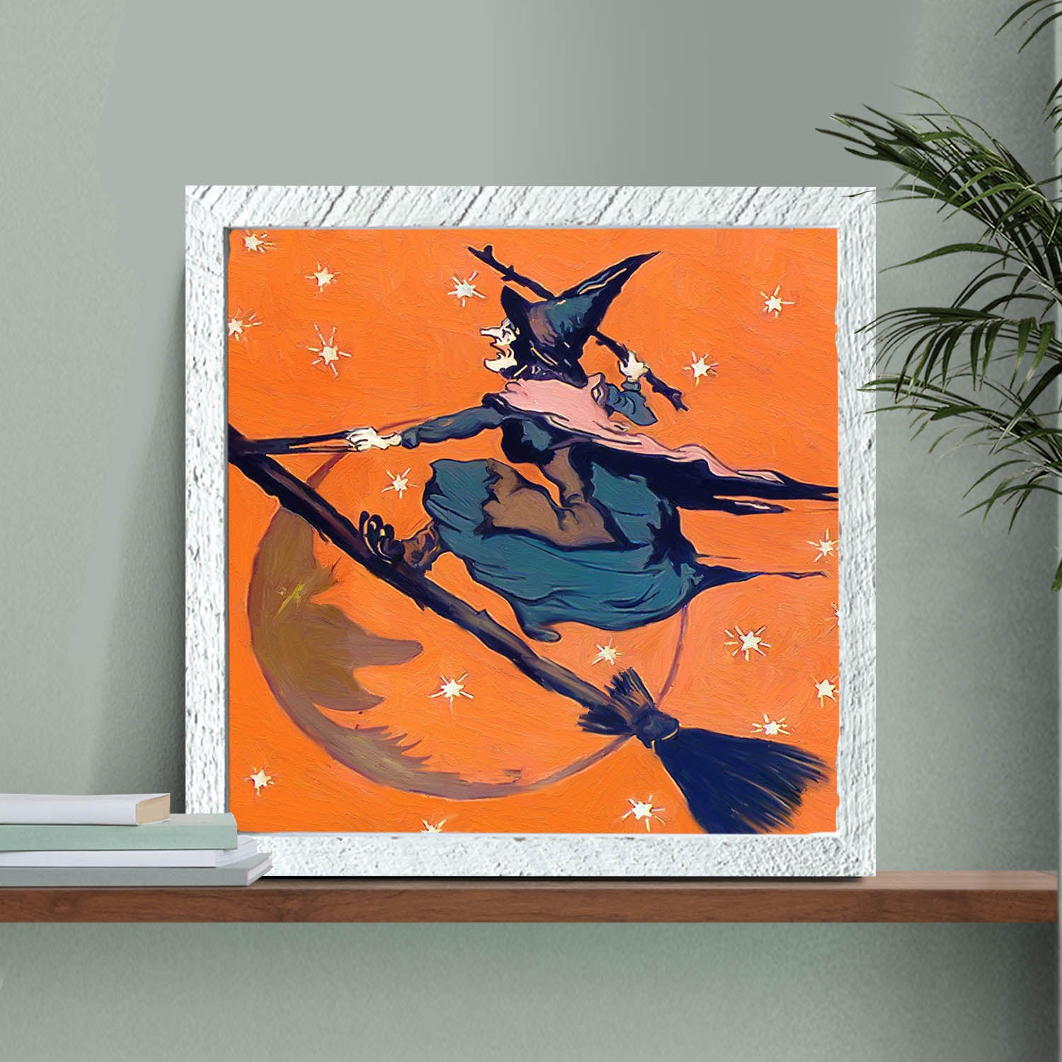 Vintage Witch on a Broom