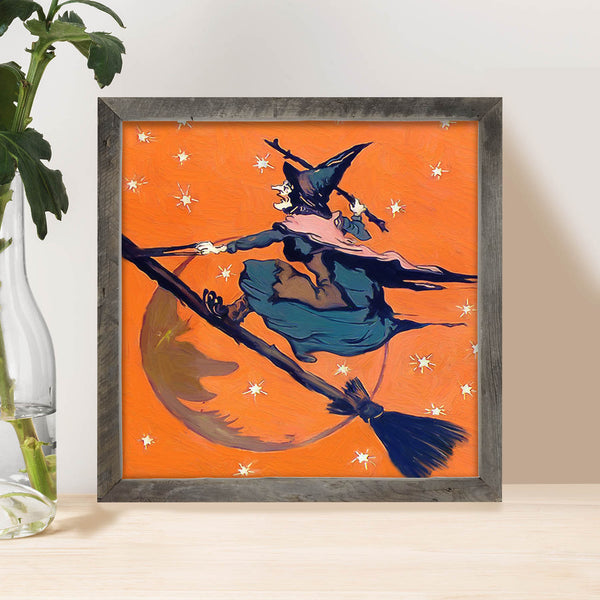 Vintage Witch on a Broom
