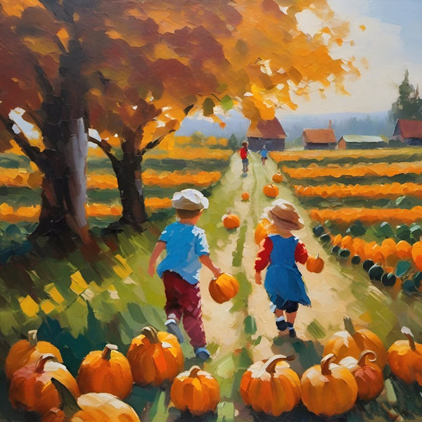 Kids picking their pumpkins