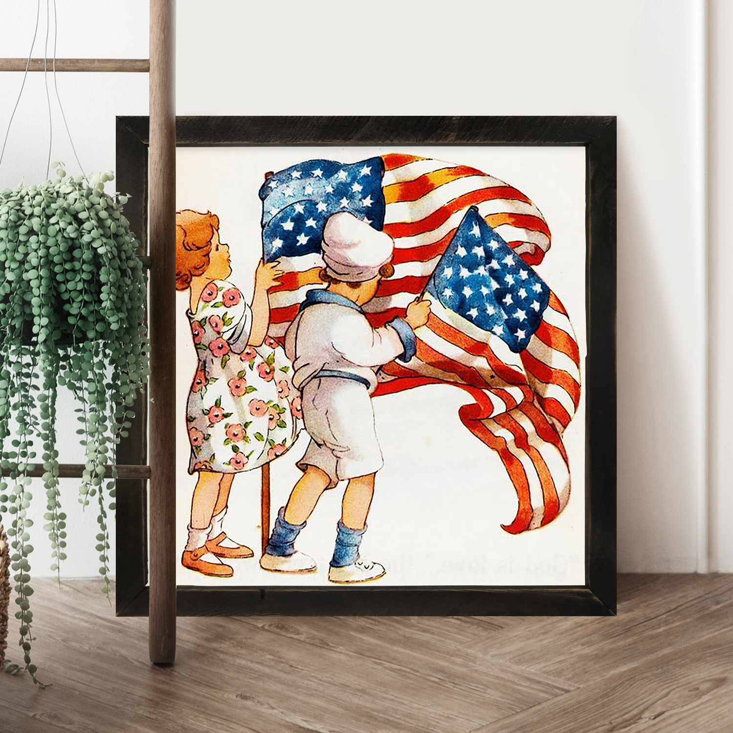 Vintage Kids with Flags