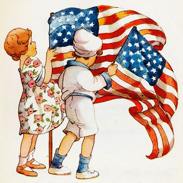 Vintage Kids with Flags