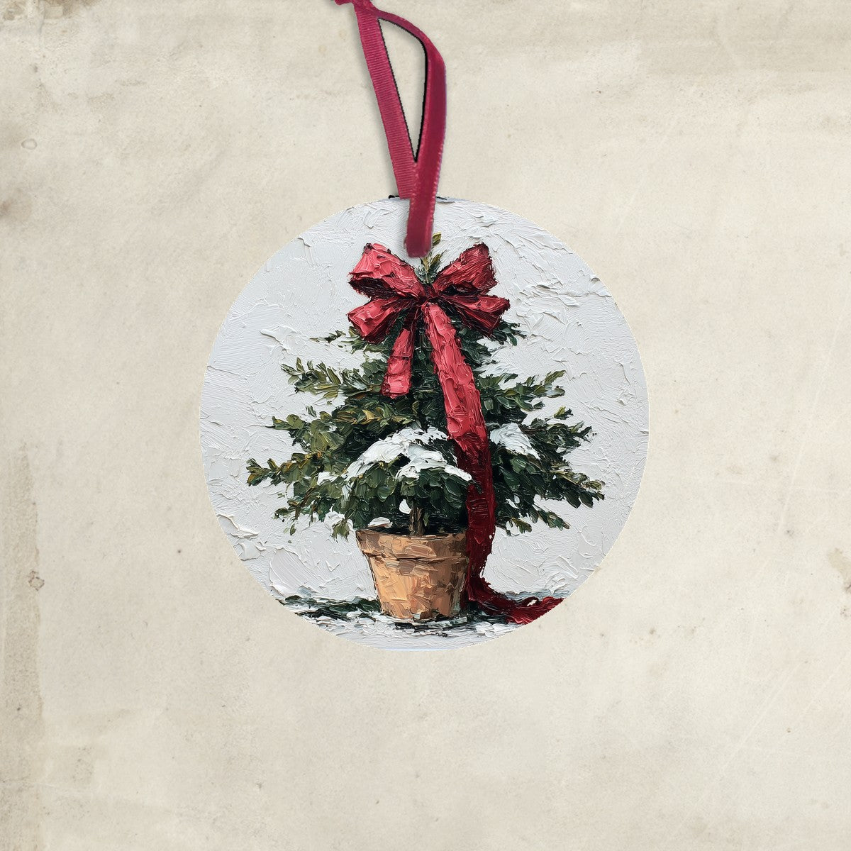Bow-Tie Potted Christmas Tree - Ornament