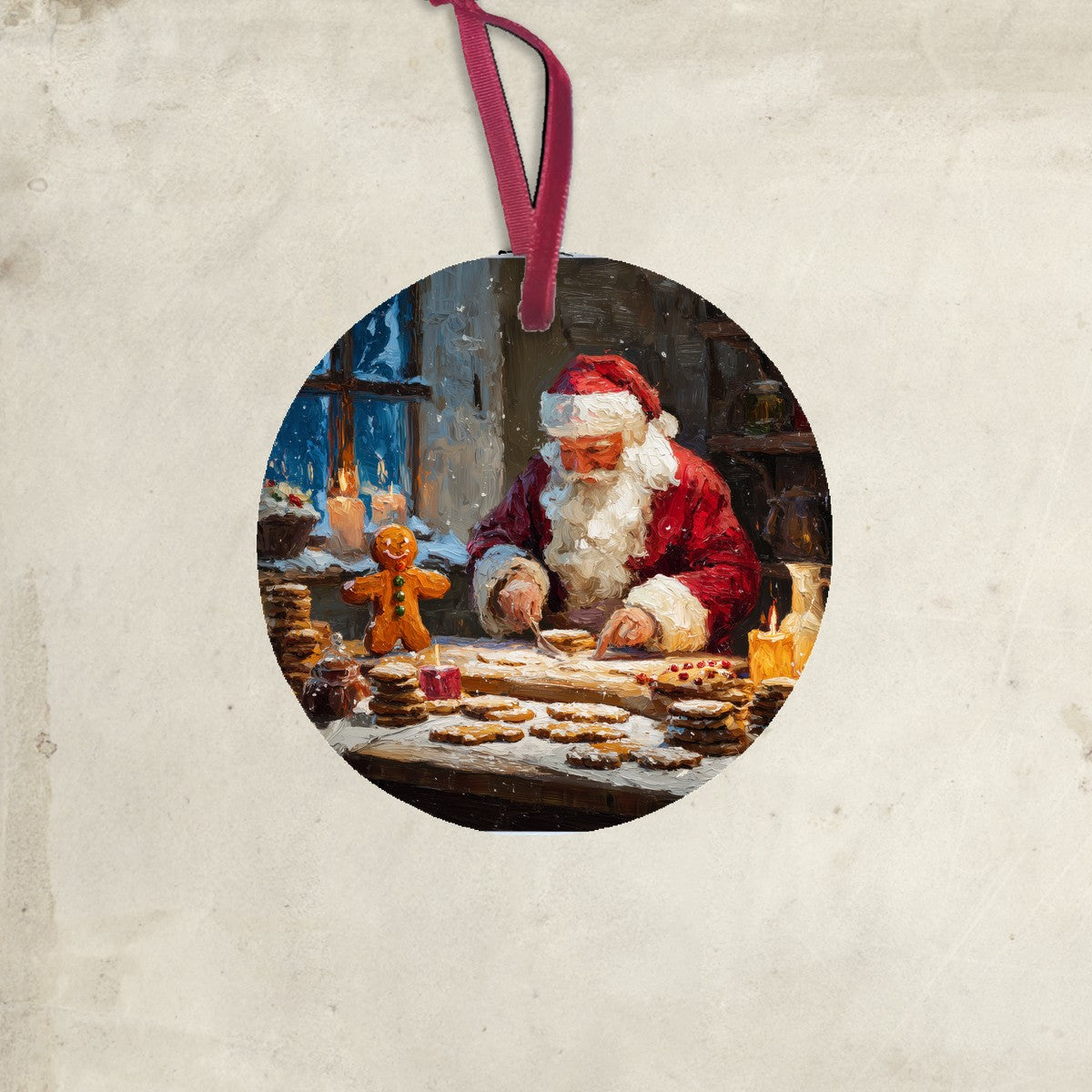 Santa Decorating Cookies - Ornament