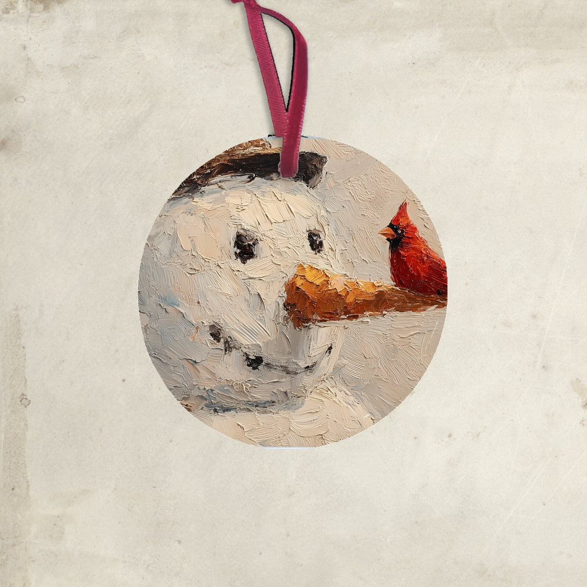 Cardinal and Snowman Together - Ornament