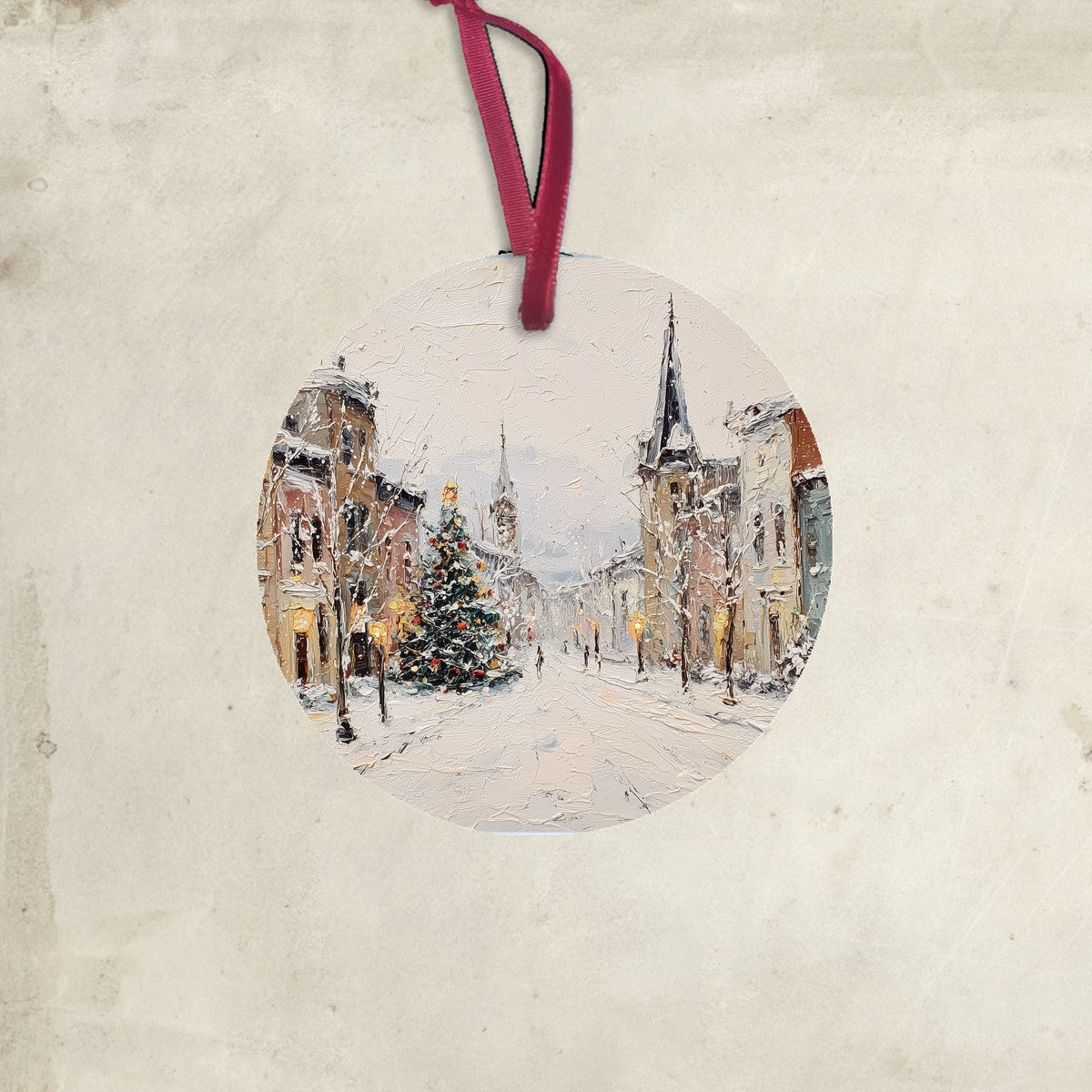 Snowy Village - Christmas Tree along the Street - Ornament