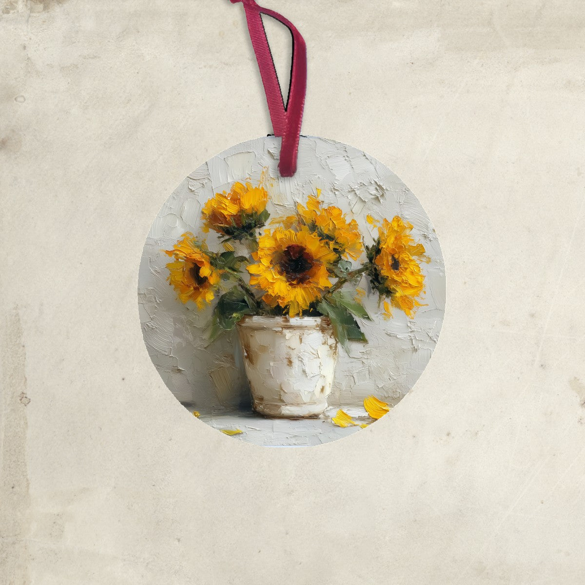 Floral Still Life - Sunflowers in White Pot - Ornament