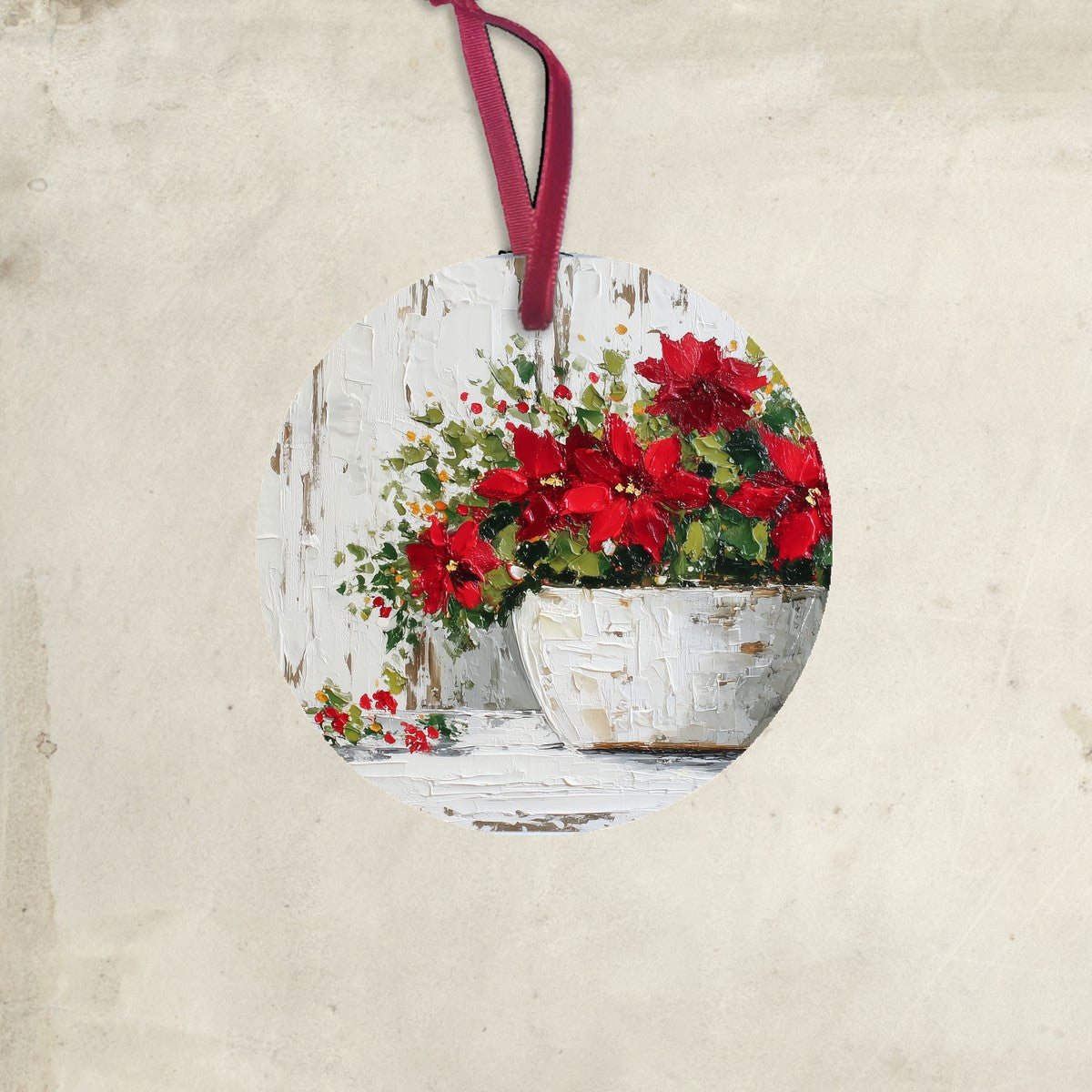 Floral Still Life - Poinsettias Overflowing - Ornament