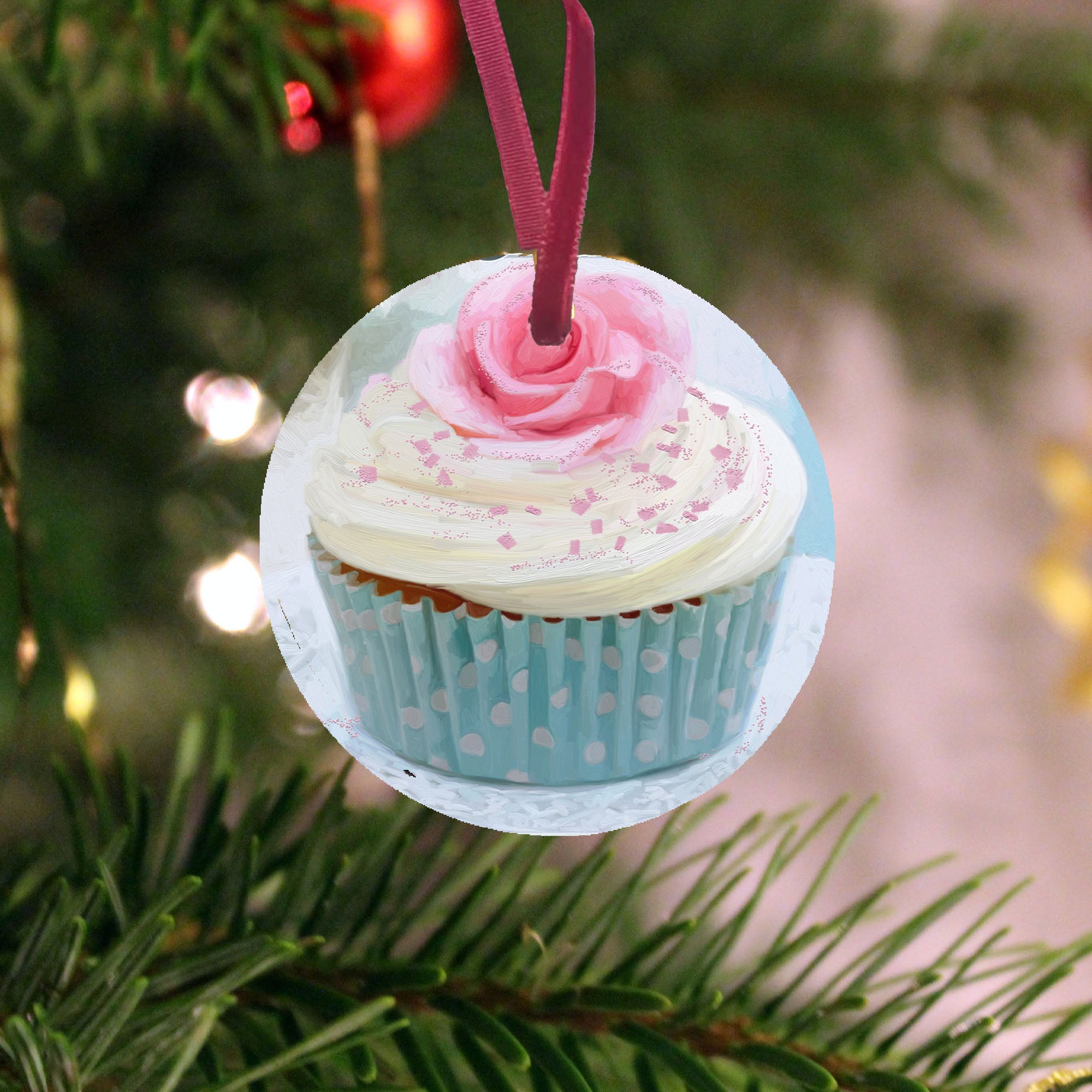 Blue Cupcake - Ornament