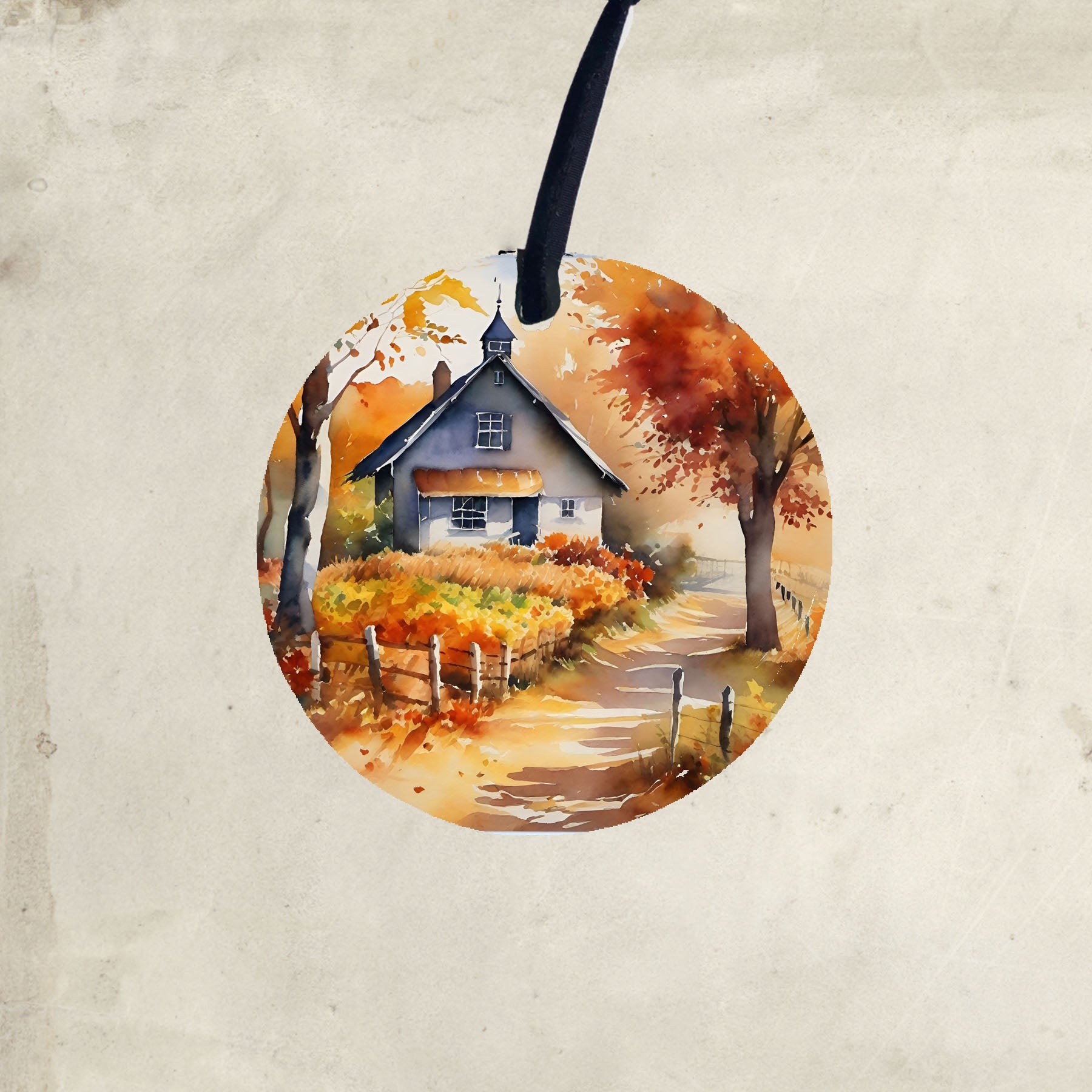 Autumn house on path - Ornament