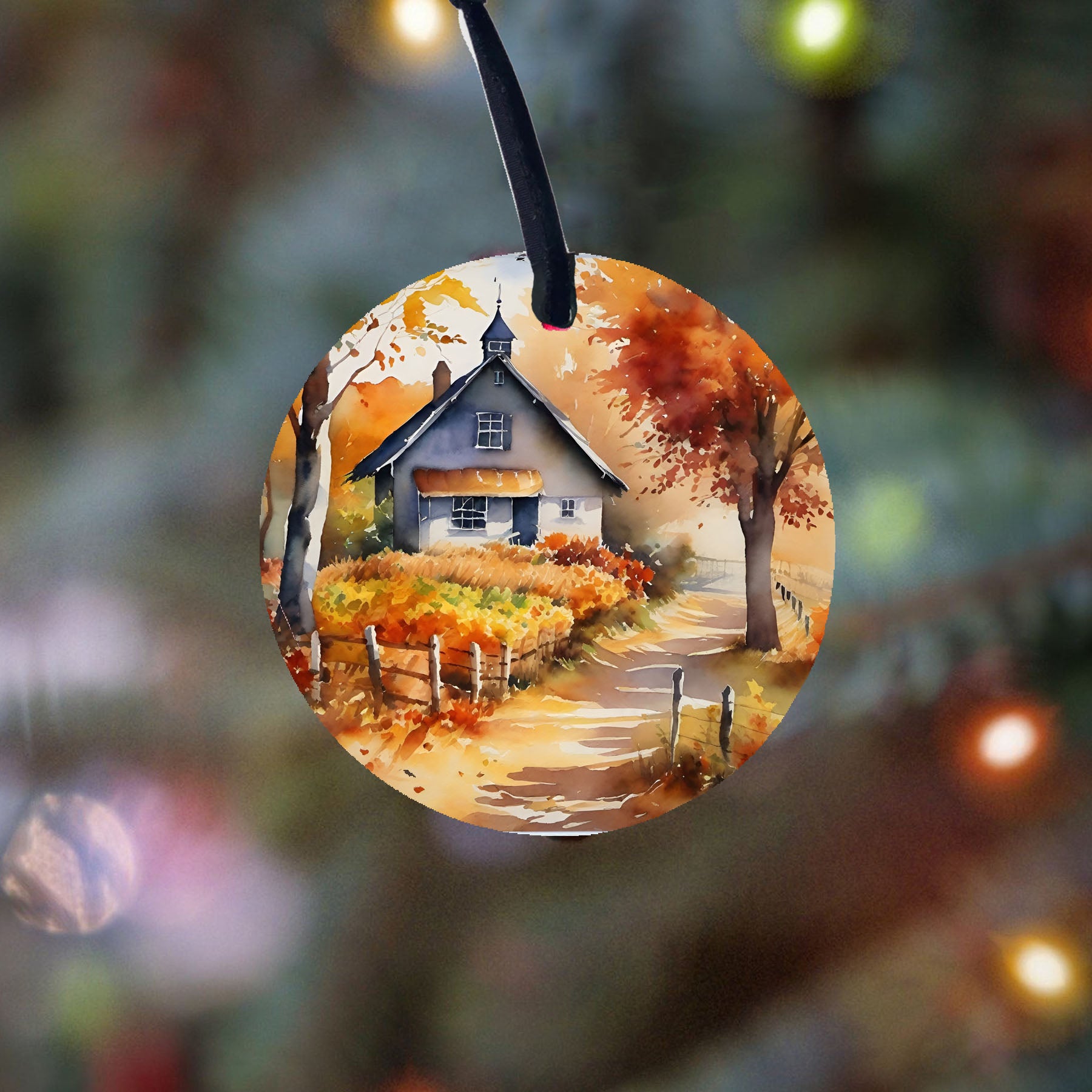 Autumn house on path - Ornament
