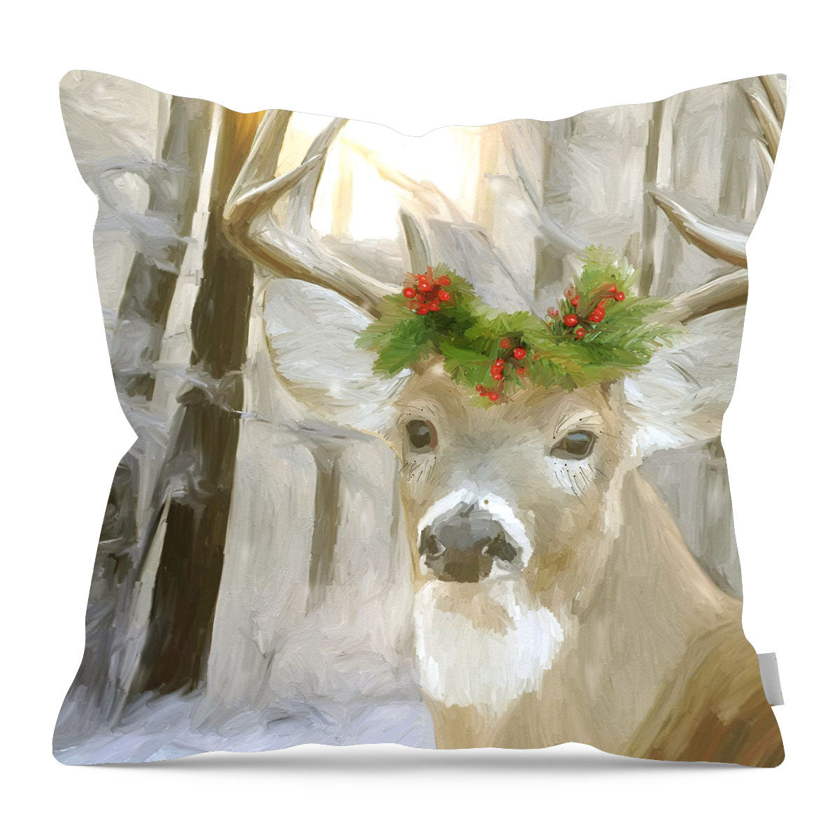 Christmas Buck in Fresh Snow - Pillow