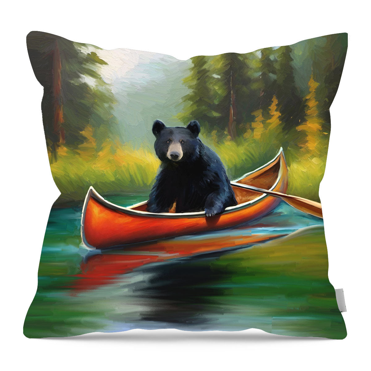 Black bear in Canoe - Pillow