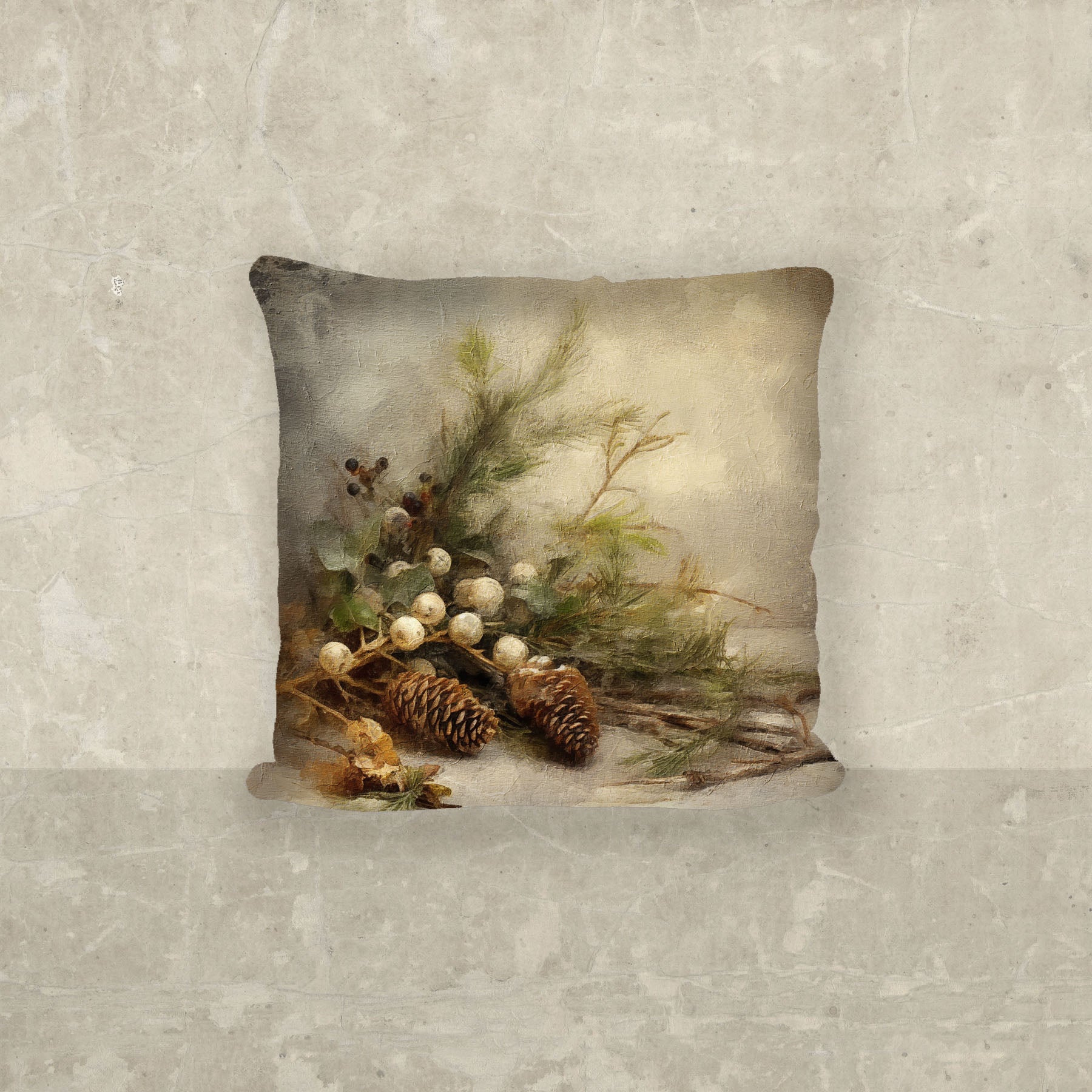 Pine and white berries - Pillow