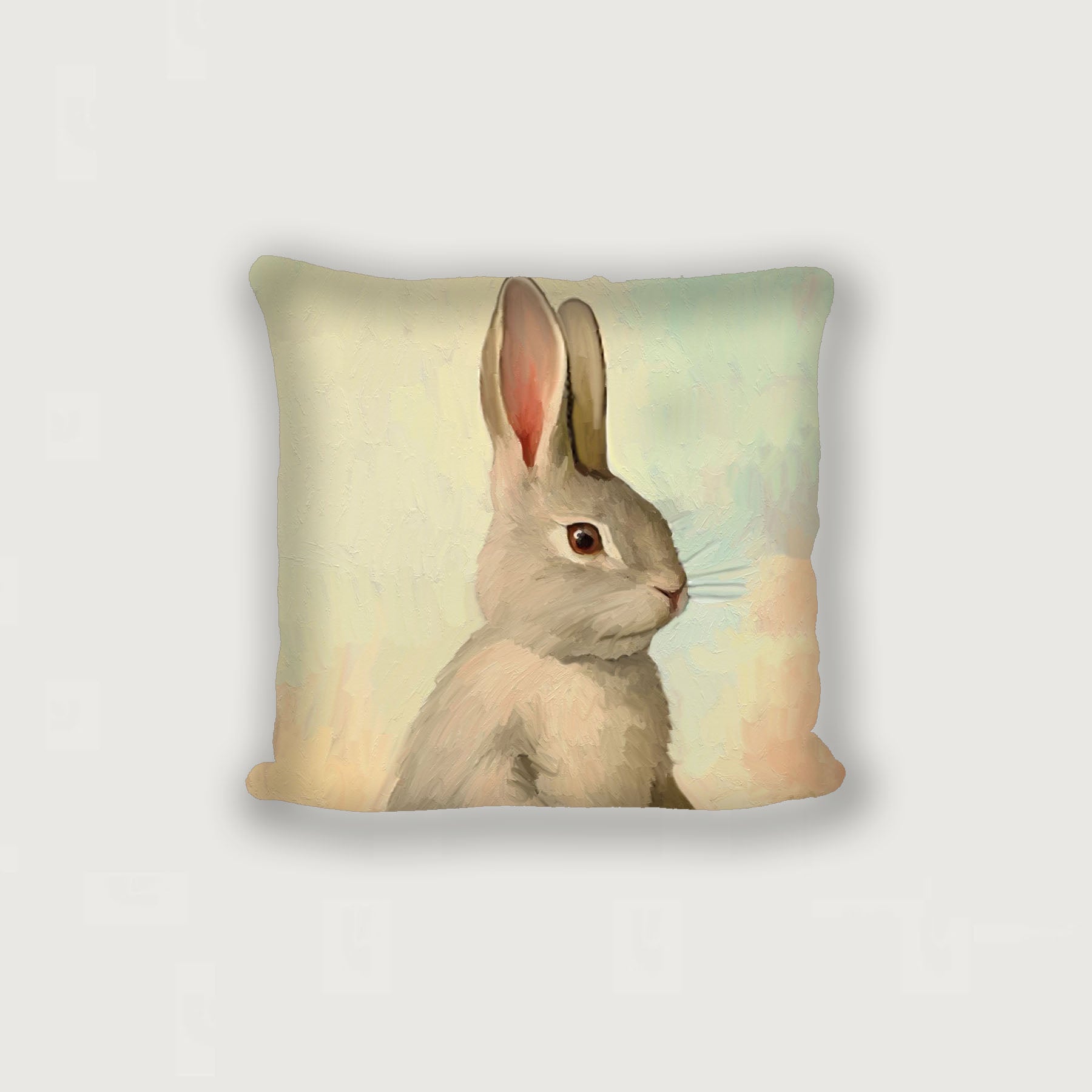 Pastel bunny posing - Pillow