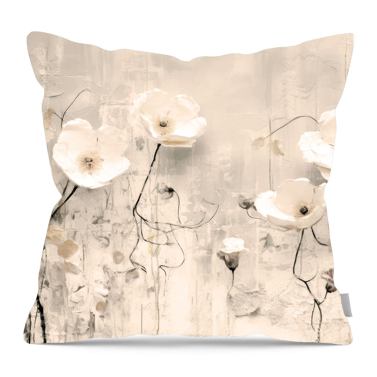 Monochrome flowers 3 - Pillow