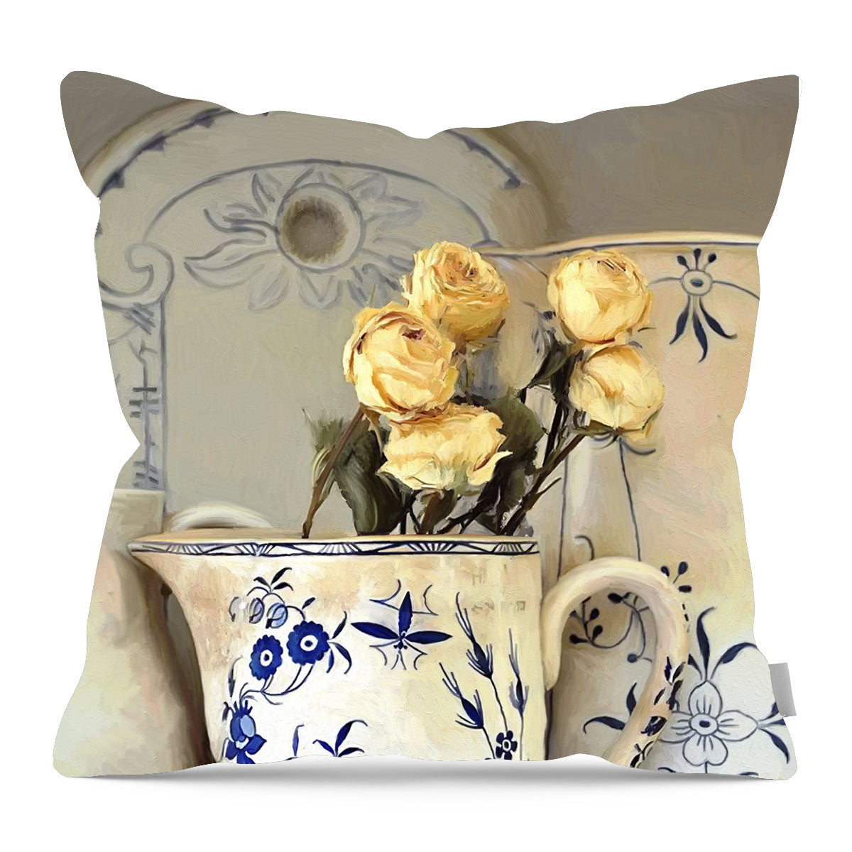 Yellow Roses in vase - Pillow