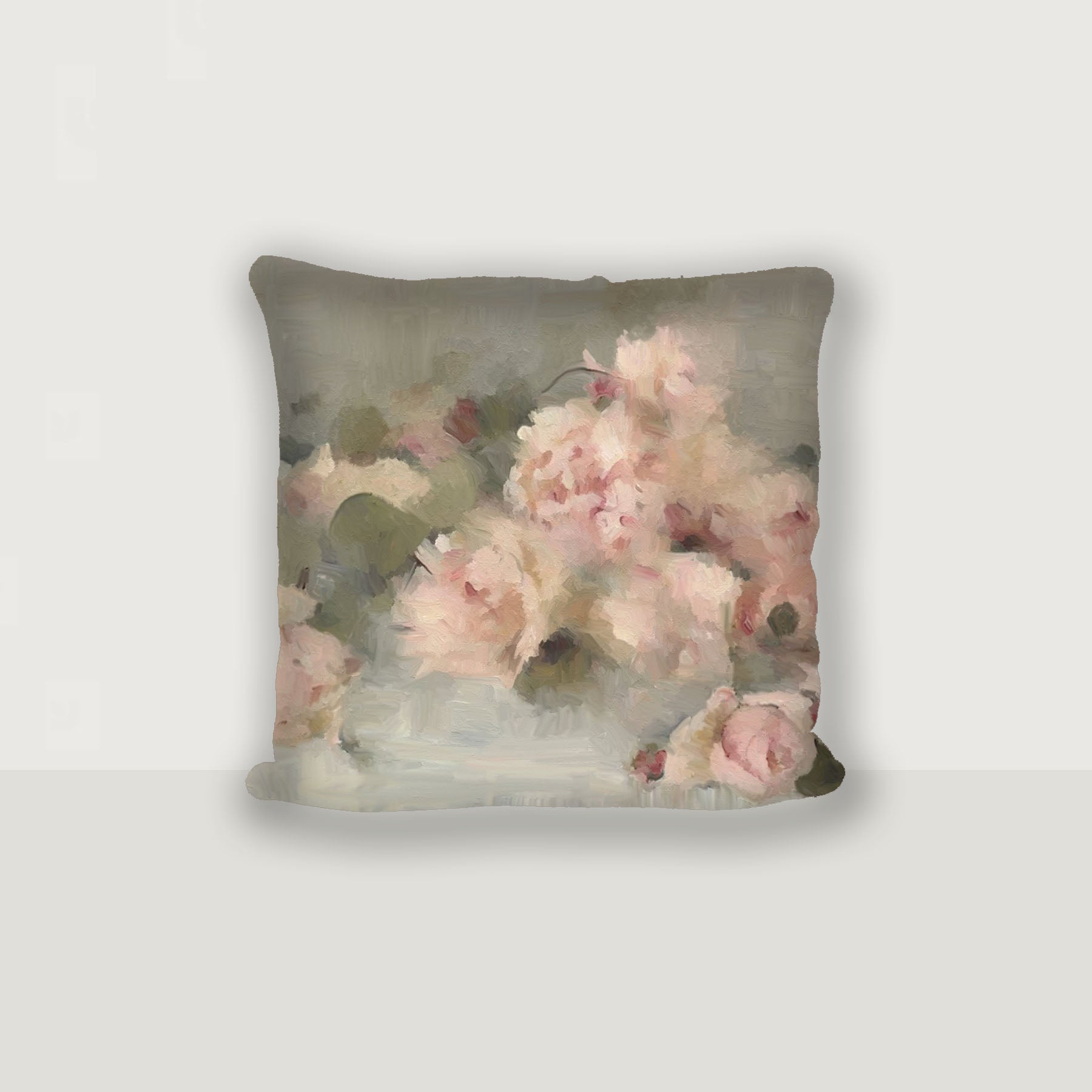 Pale Roses on Linen - Pillow