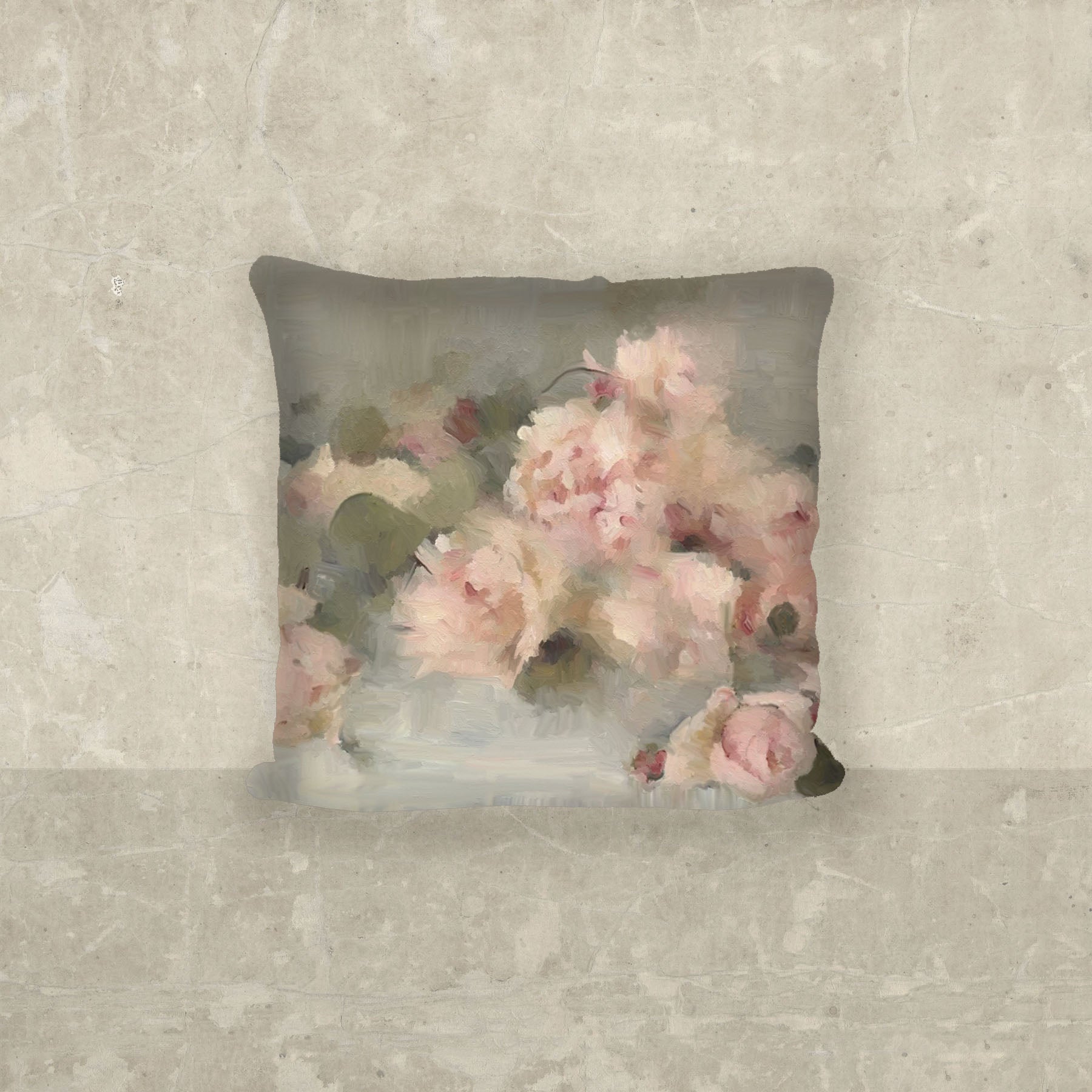 Pale Roses on Linen - Pillow