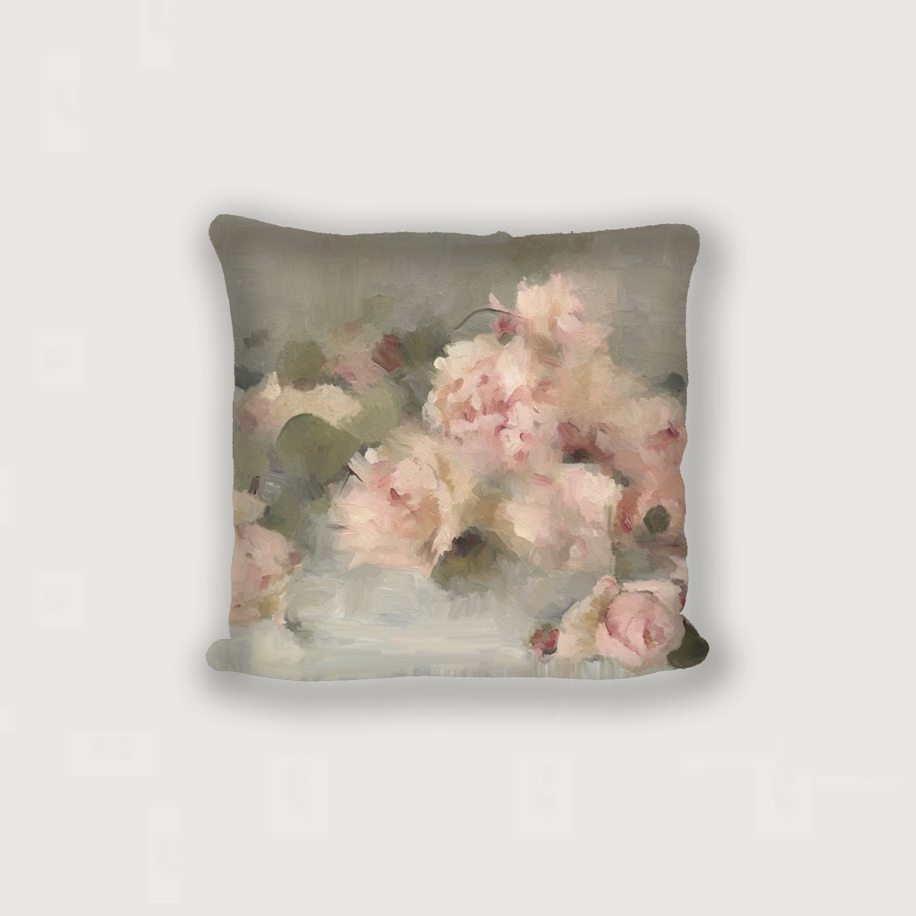 Pale Roses on Linen - Pillow