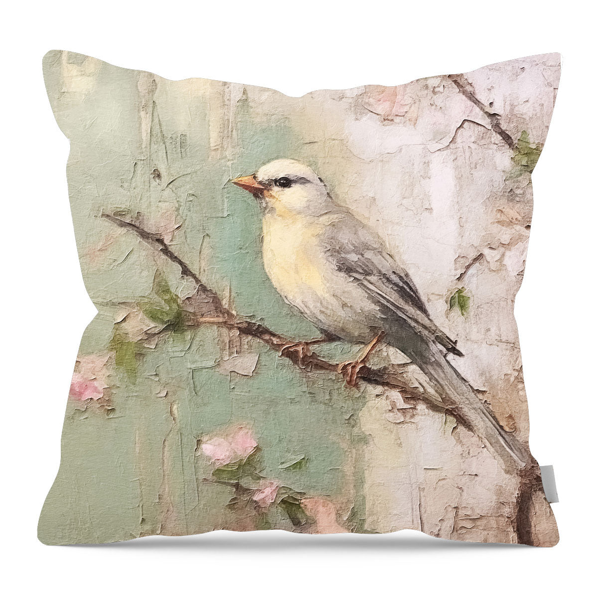 Yellow breasted bird on branch - Pillow