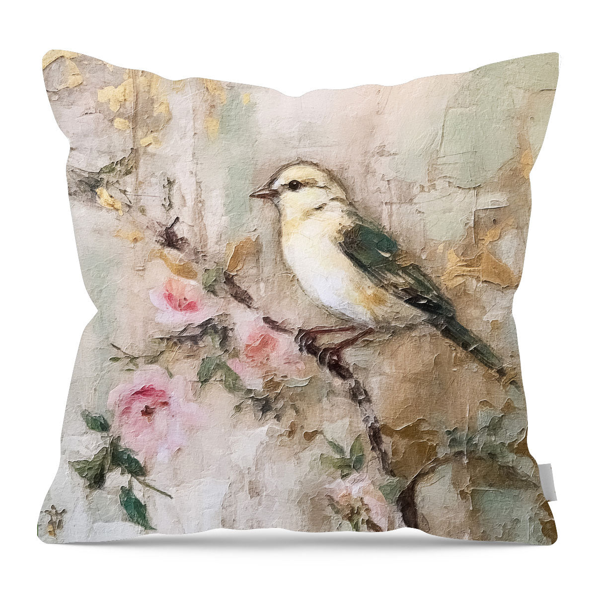 White-breasted bird on branch - Pillow