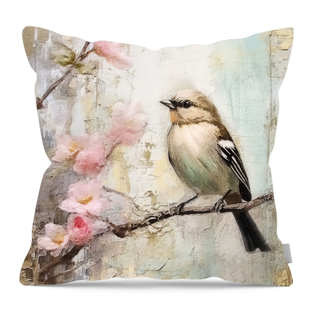 Small bird on branch - Pillow