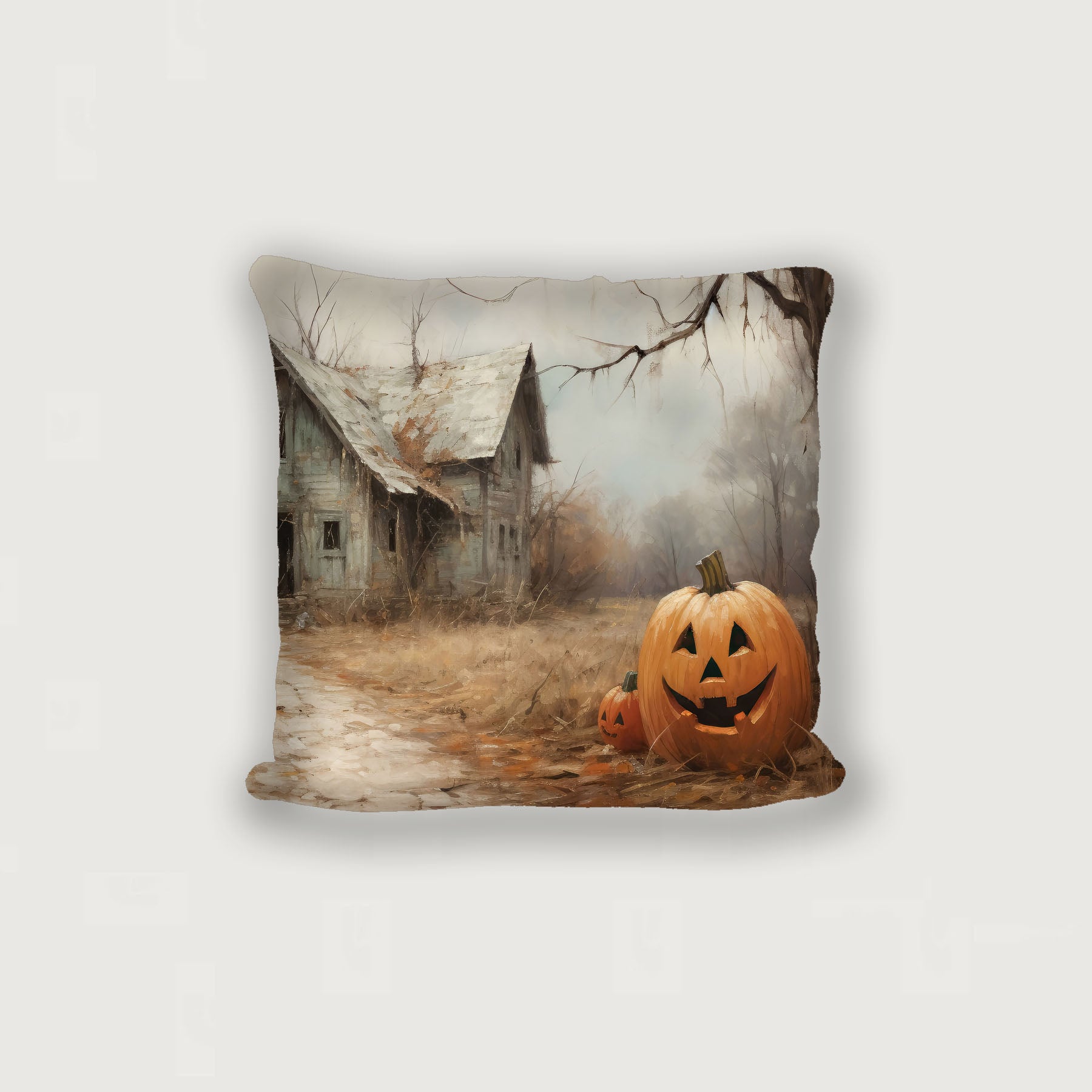 Abandoned house jackolanterns - Pillow