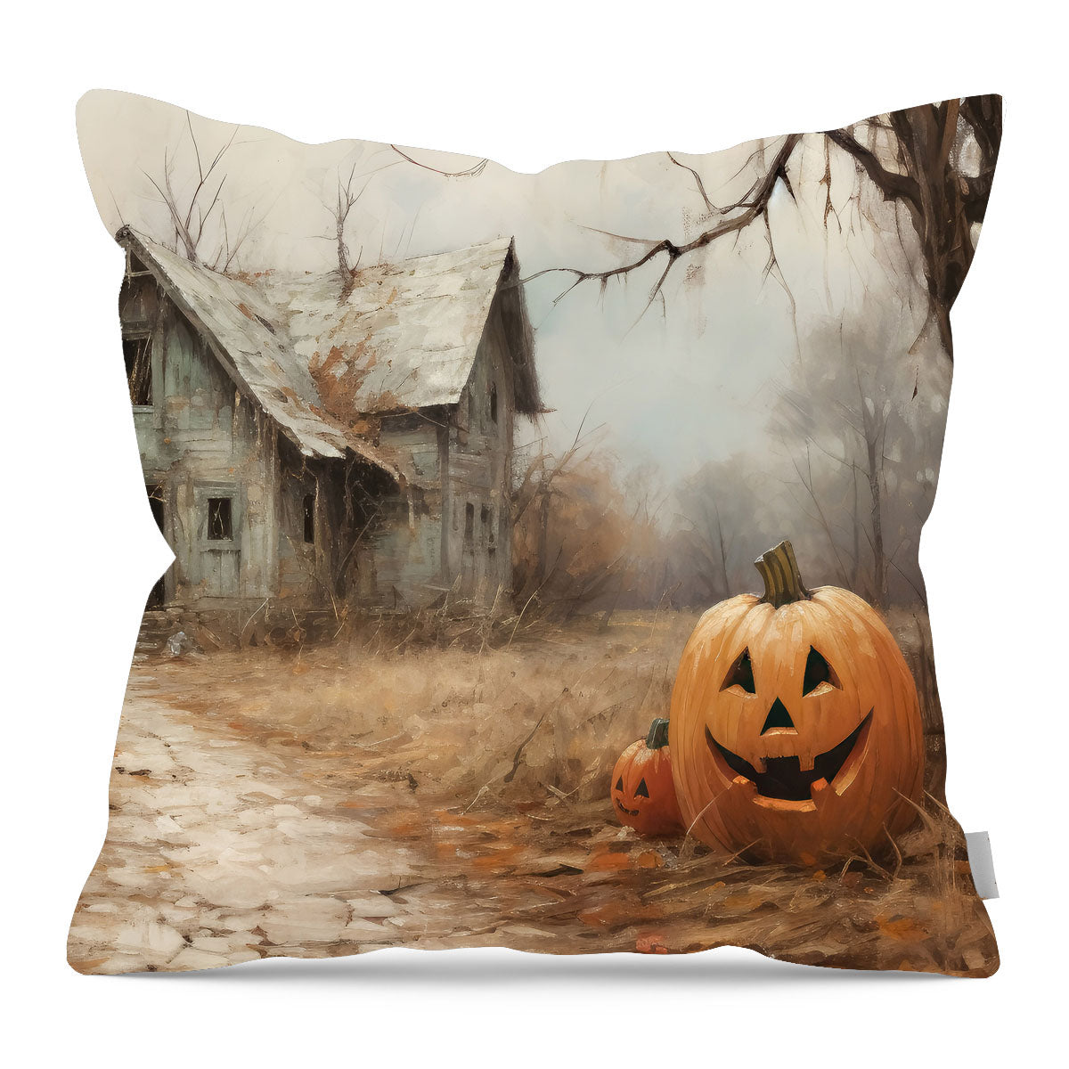 Abandoned house jackolanterns - Pillow