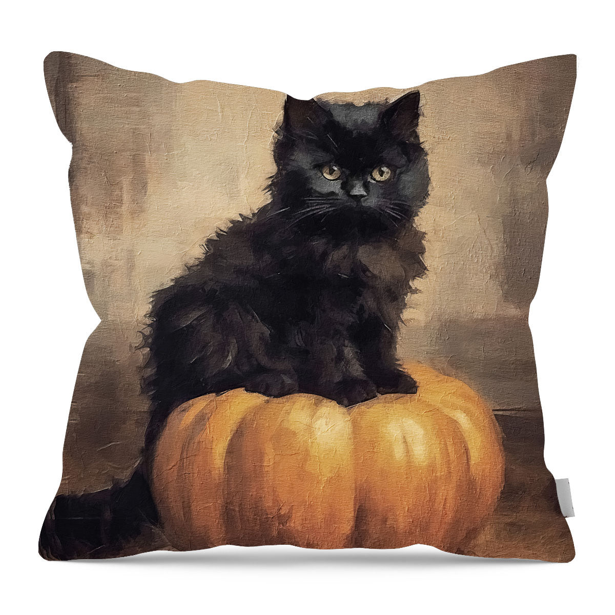 Cat on pumpkin - Pillow