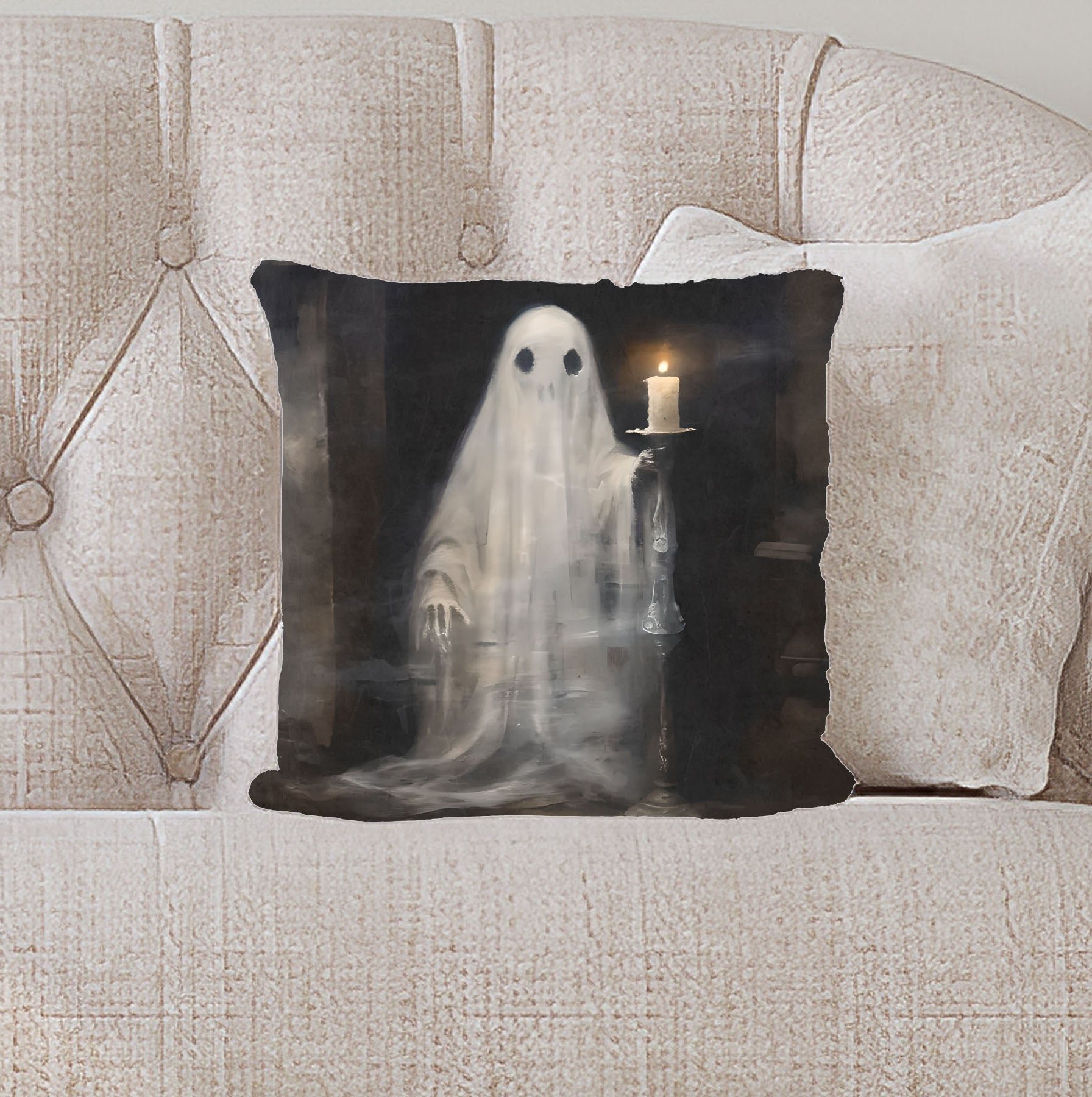 Ghost holding a candle - Pillow