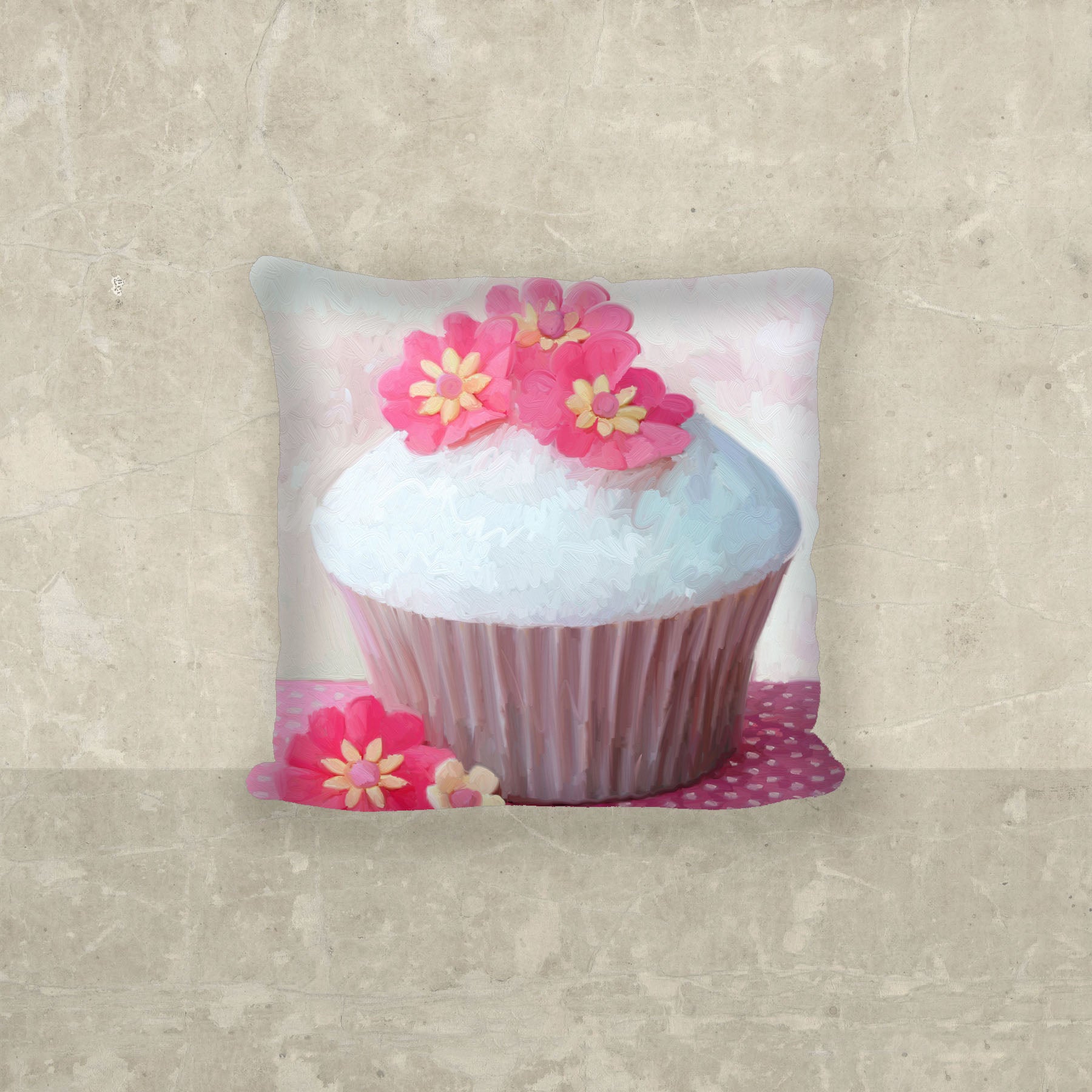 Pink Daisy Cupcake - Pillow