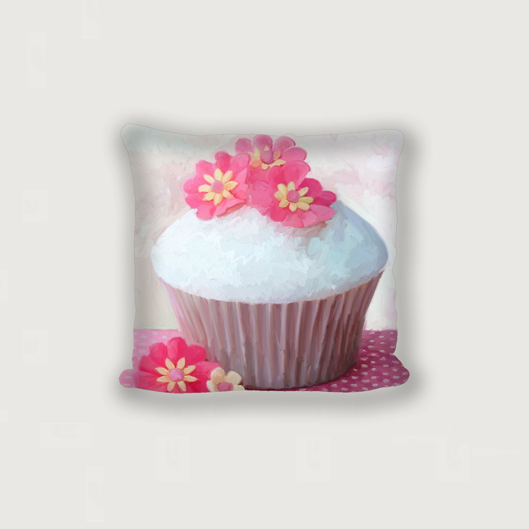 Pink Daisy Cupcake - Pillow