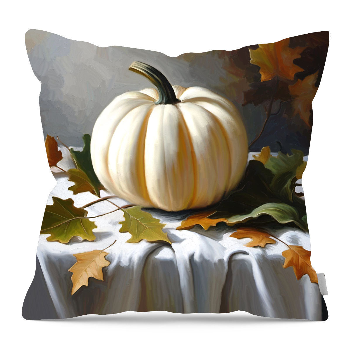 White pumpkin on table cloth - Pillow