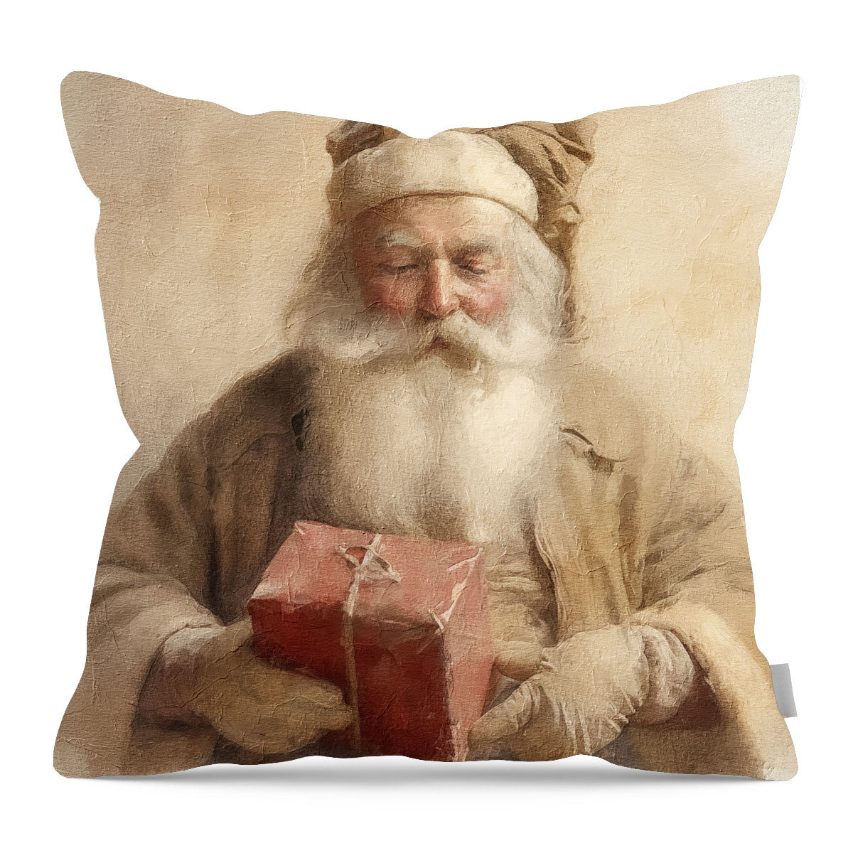 Old world Santa holding gift - Pillow