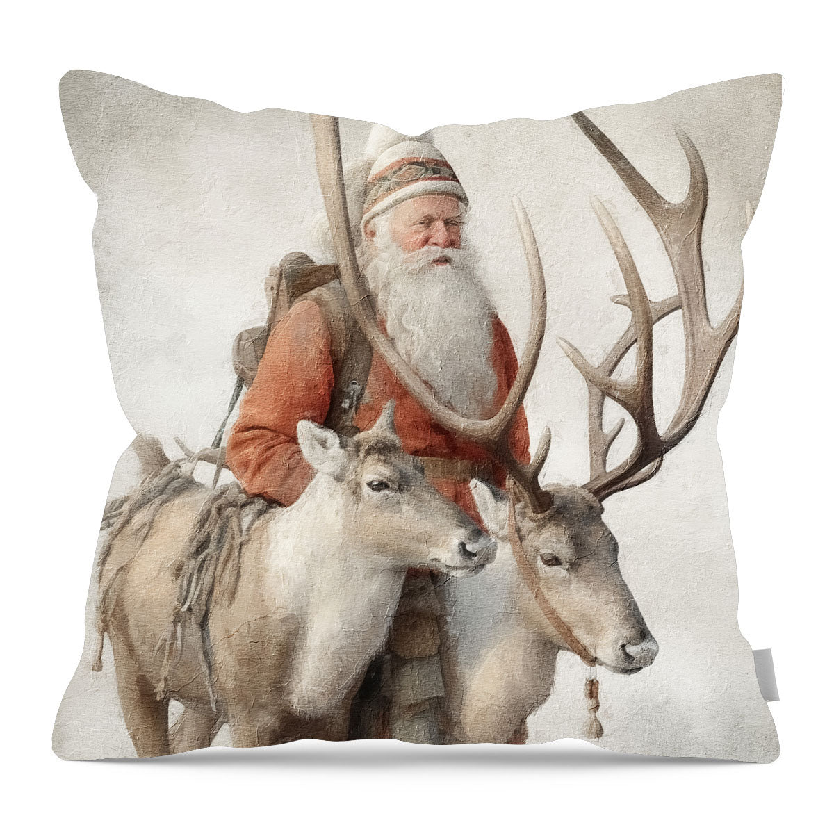 Old world Santa with reindeer - Pillow