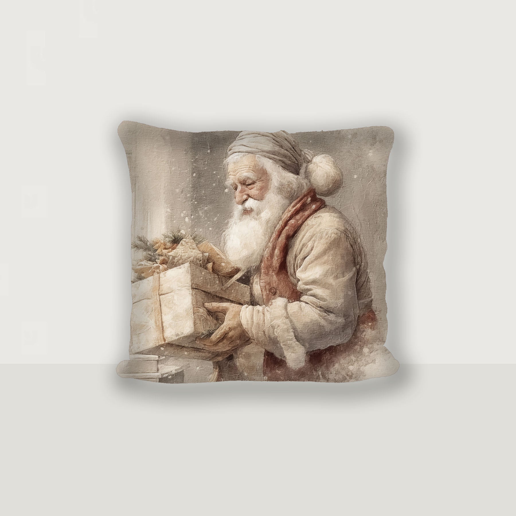 Old world Santa carrying gift - Pillow