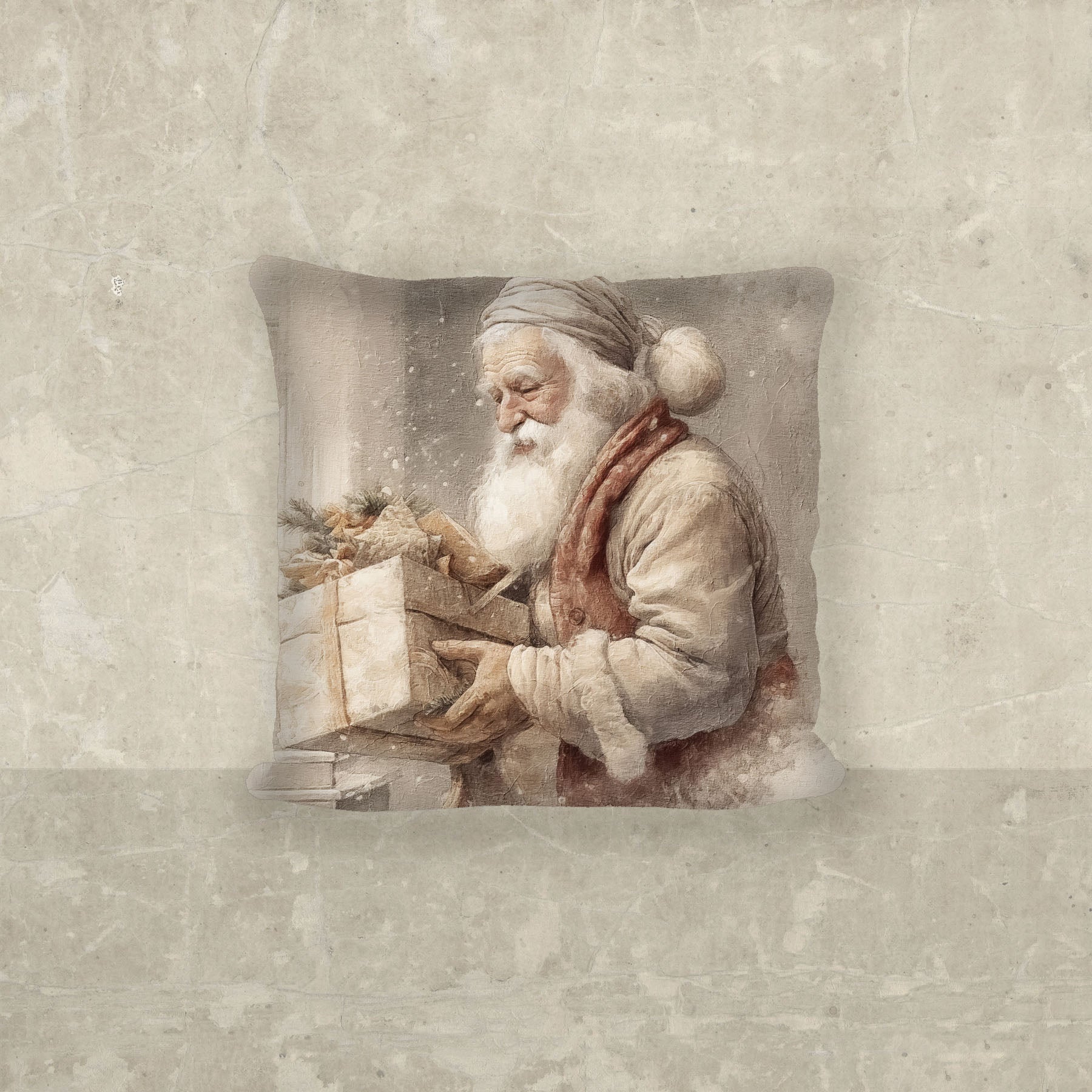 Old world Santa carrying gift - Pillow