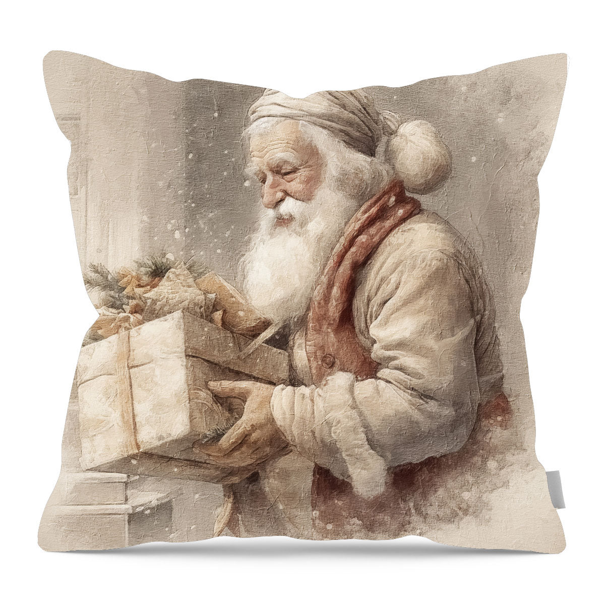 Old world Santa carrying gift - Pillow