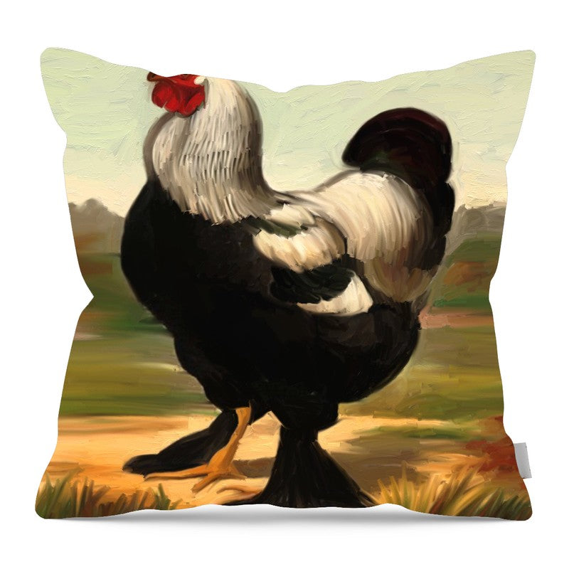 Black & White Rooster - Pillow — 16-inch linen-look pillow