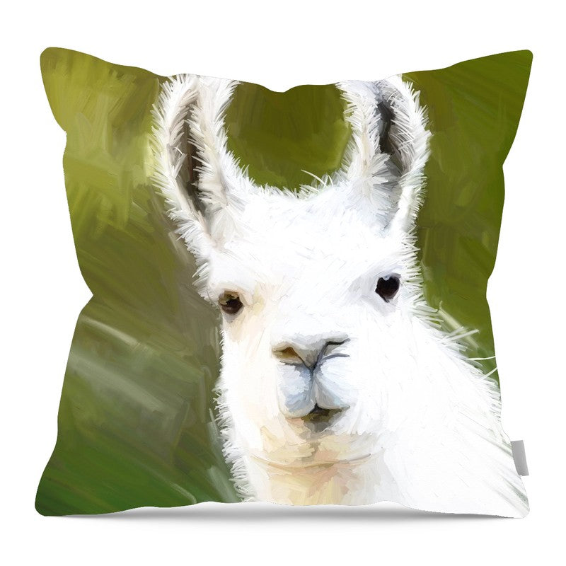 Curious Alpaca - Pillow — 16-inch linen-look pillow