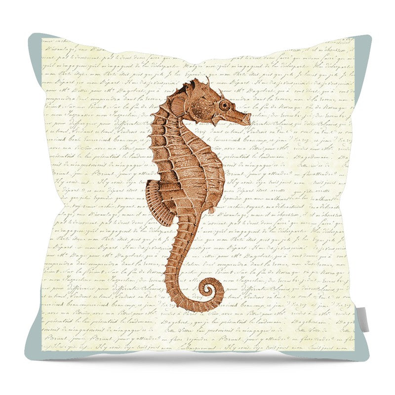 Coral Seahorse - Pillow — 16-inch linen-look pillow