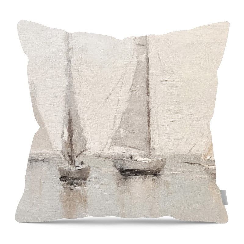 Sailboats - Pillow — 16-inch linen-look pillow