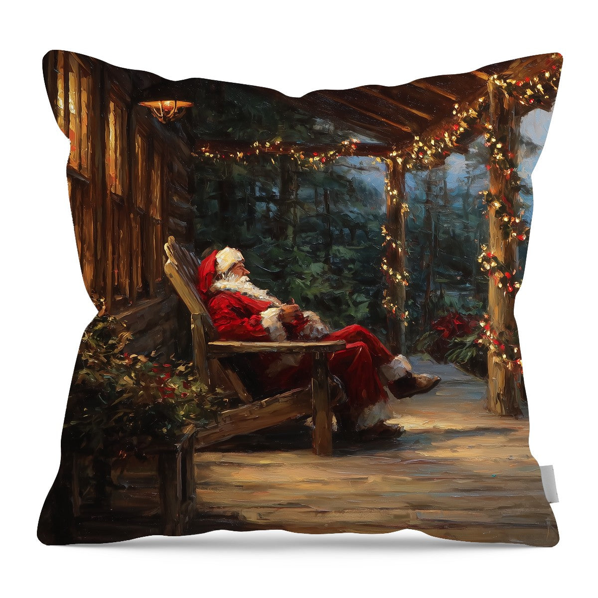 Santa Relaxing at the Cabin - Pillow