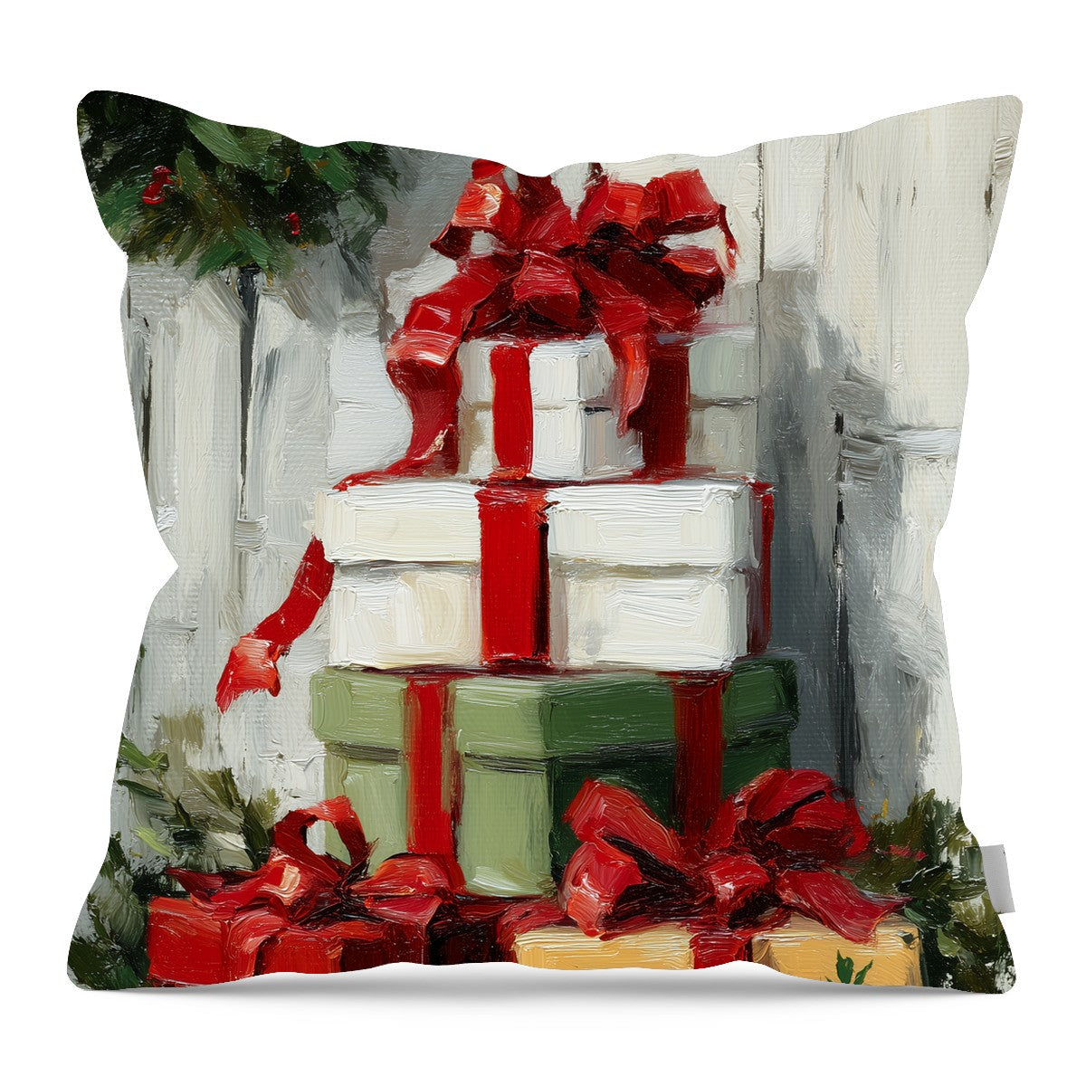 Christmas Presents with Red Bows - Pillow