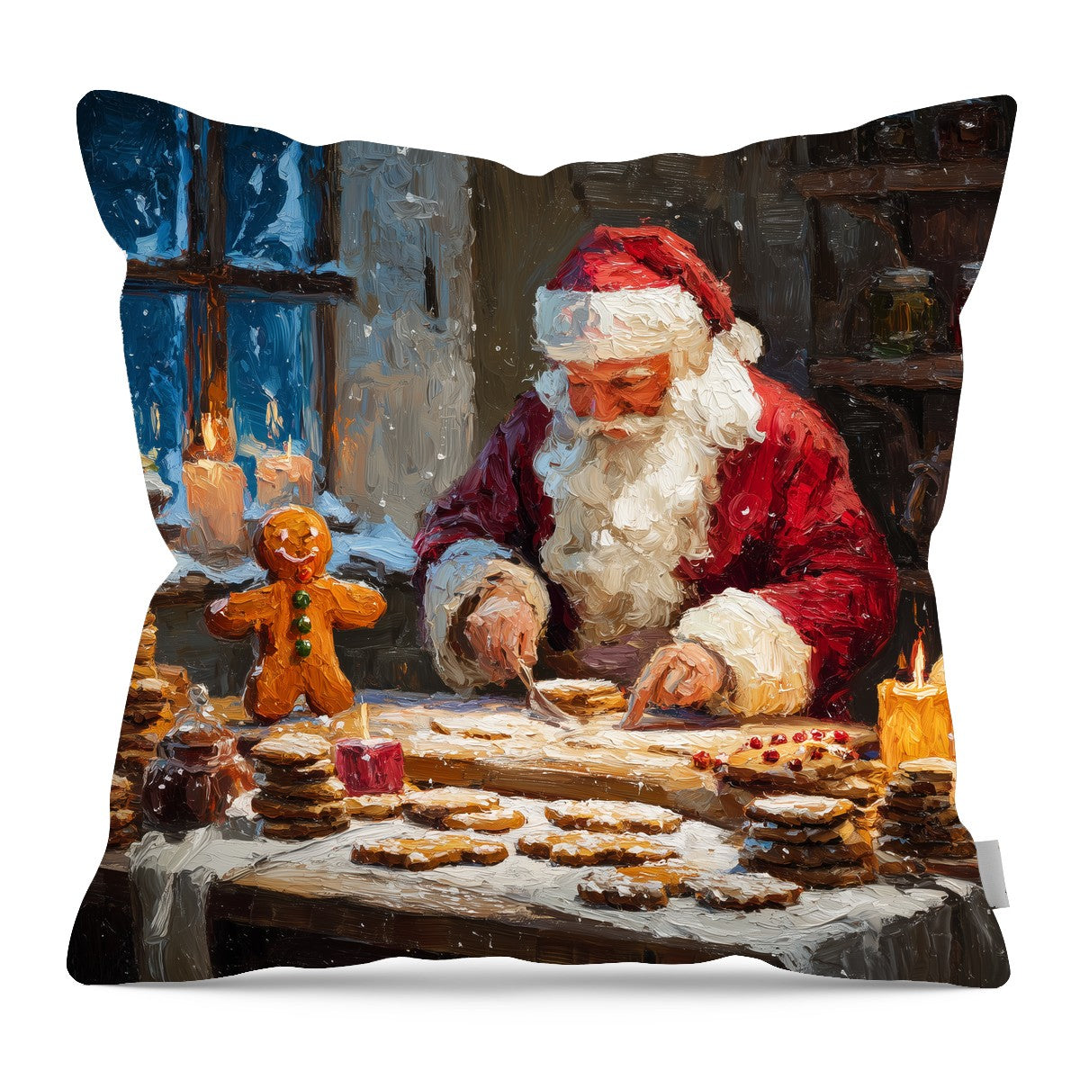 Santa Decorating Cookies - Pillow