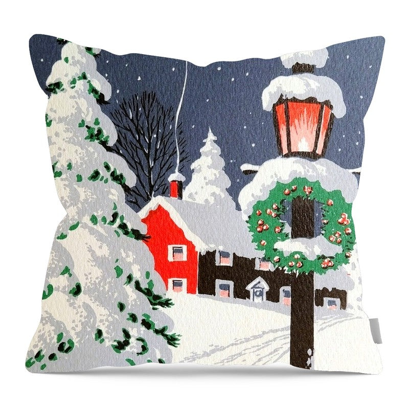 Snowy House - Pillow — 16-inch linen-look pillow