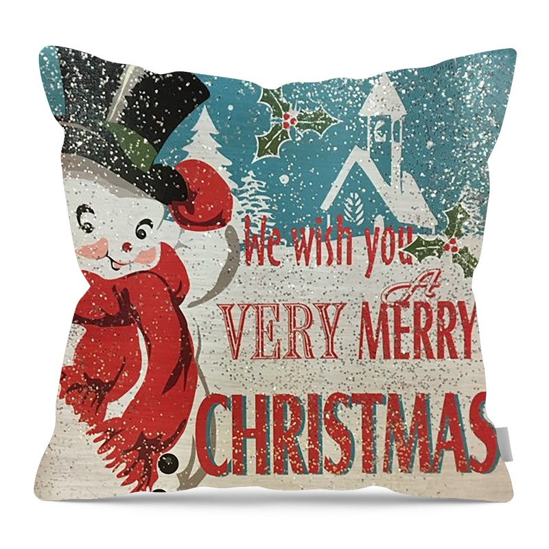 Happy snowman - Pillow — 16-inch linen-look pillow